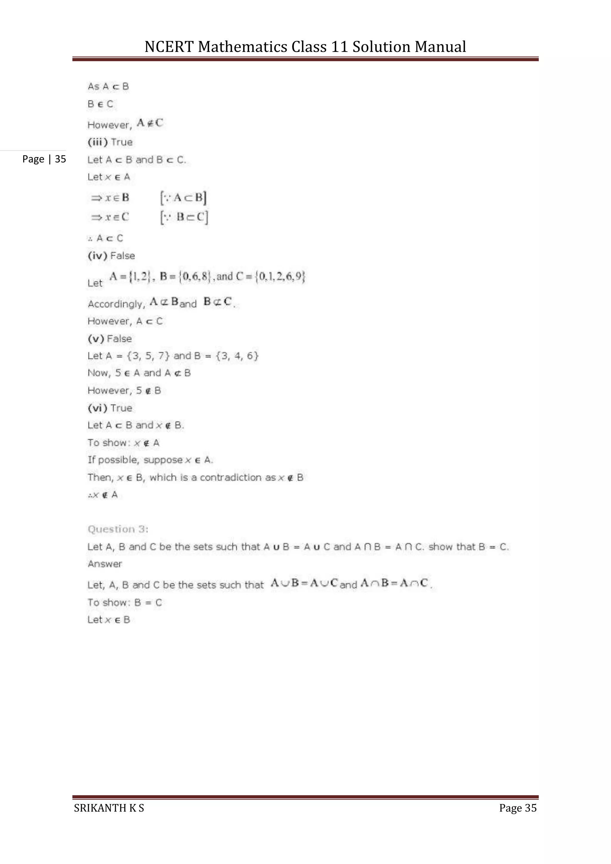NCERT Mathematics Class 11 Solution Manual
SRIKANTH K S Page 35
Page | 35
 