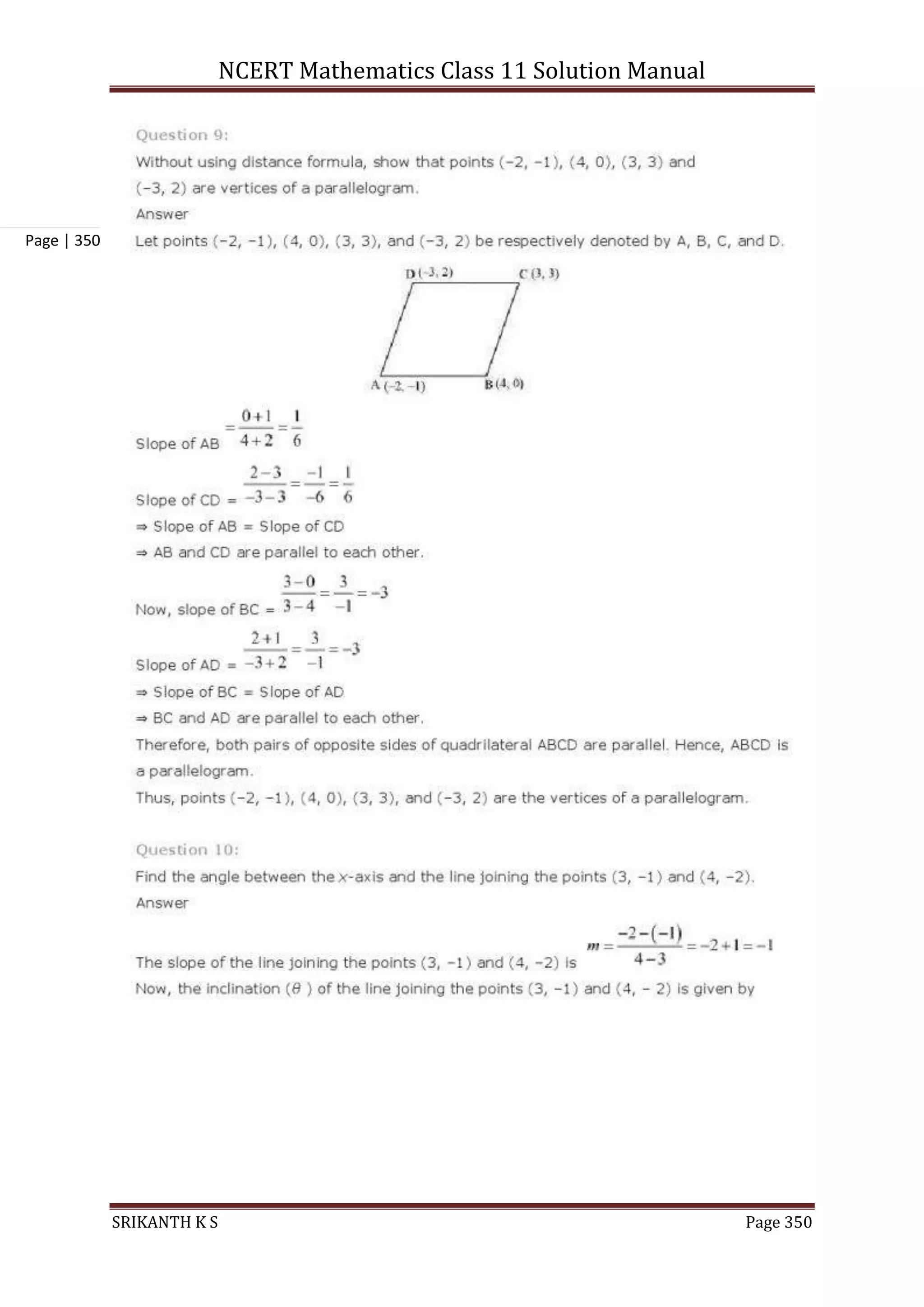 NCERT Mathematics Class 11 Solution Manual
SRIKANTH K S Page 350
Page | 350
 