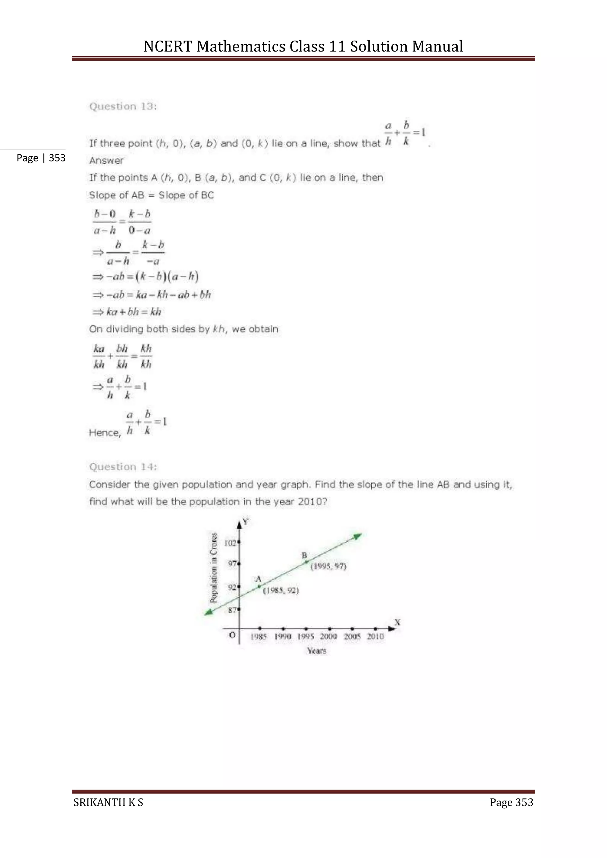 NCERT Mathematics Class 11 Solution Manual
SRIKANTH K S Page 353
Page | 353
 