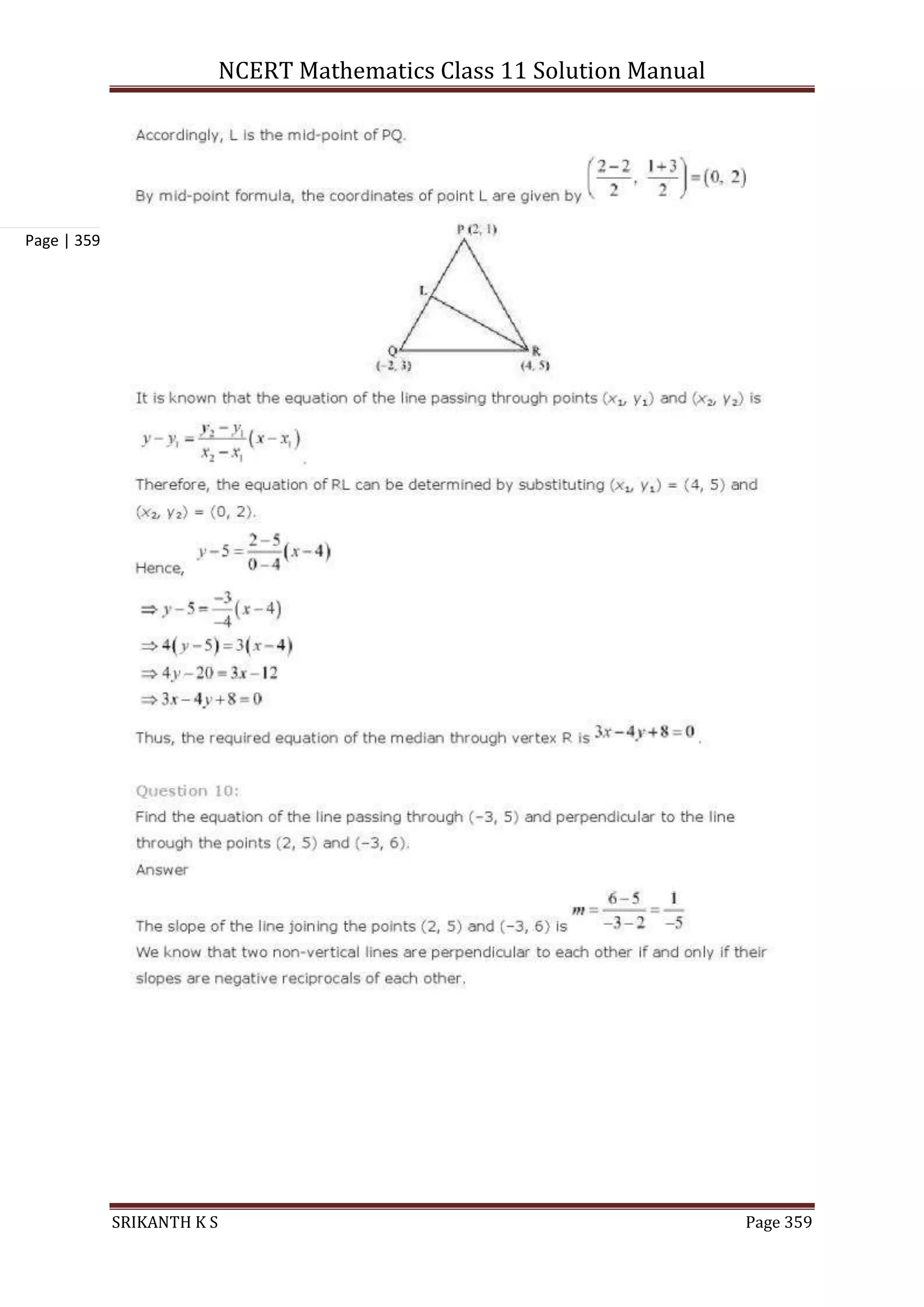 NCERT Mathematics Class 11 Solution Manual
SRIKANTH K S Page 359
Page | 359
 