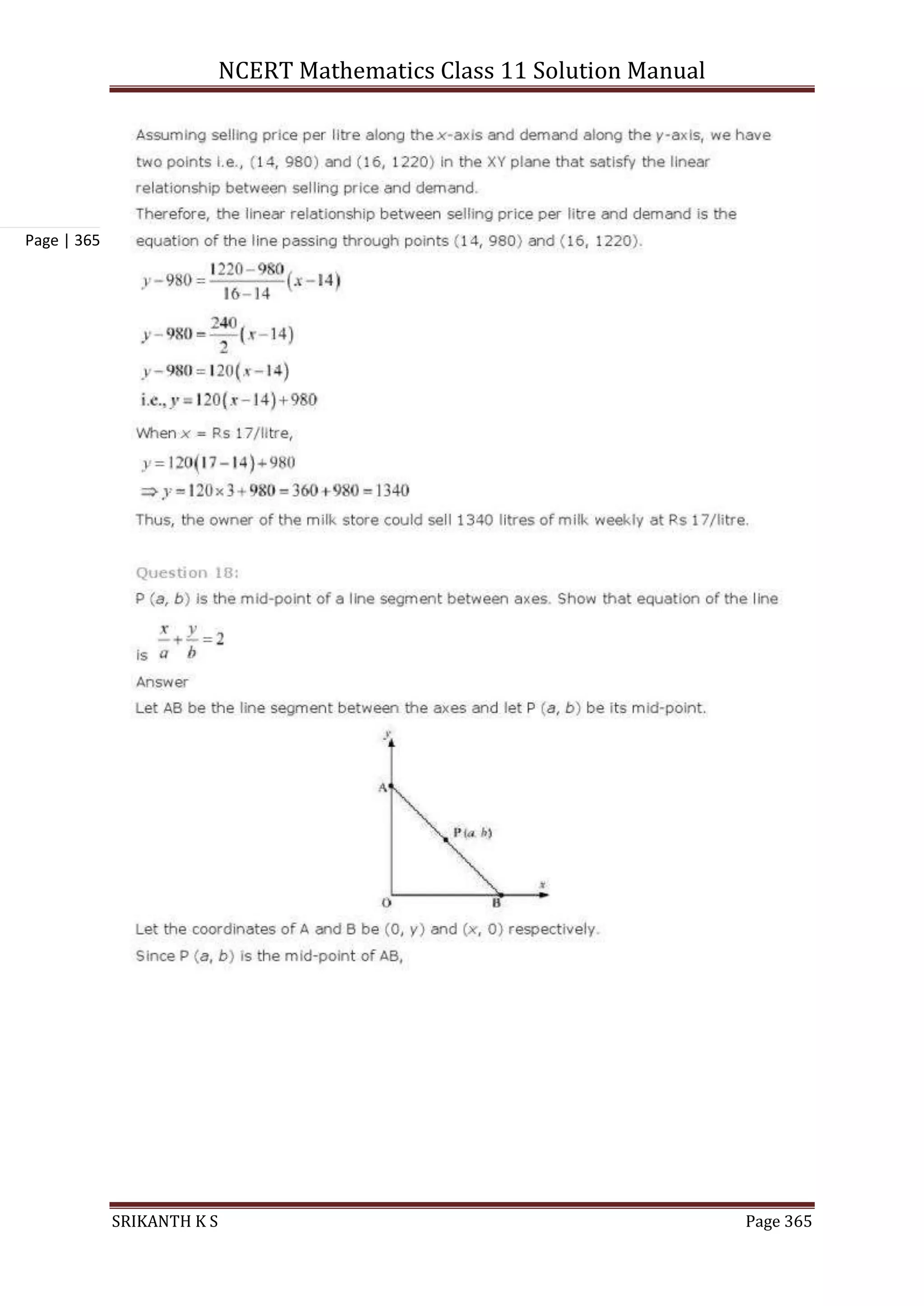 NCERT Mathematics Class 11 Solution Manual
SRIKANTH K S Page 365
Page | 365
 