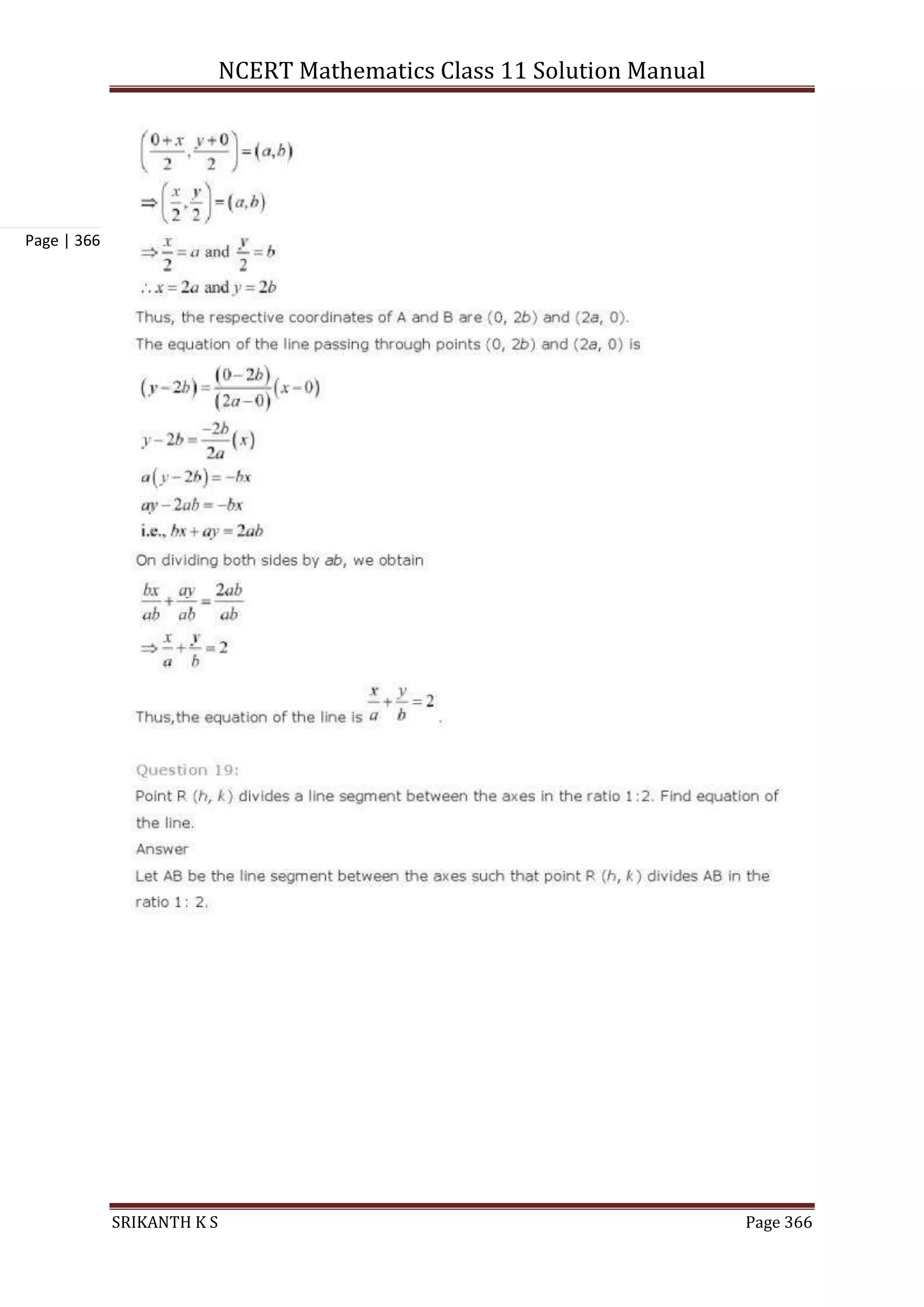 NCERT Mathematics Class 11 Solution Manual
SRIKANTH K S Page 366
Page | 366
 