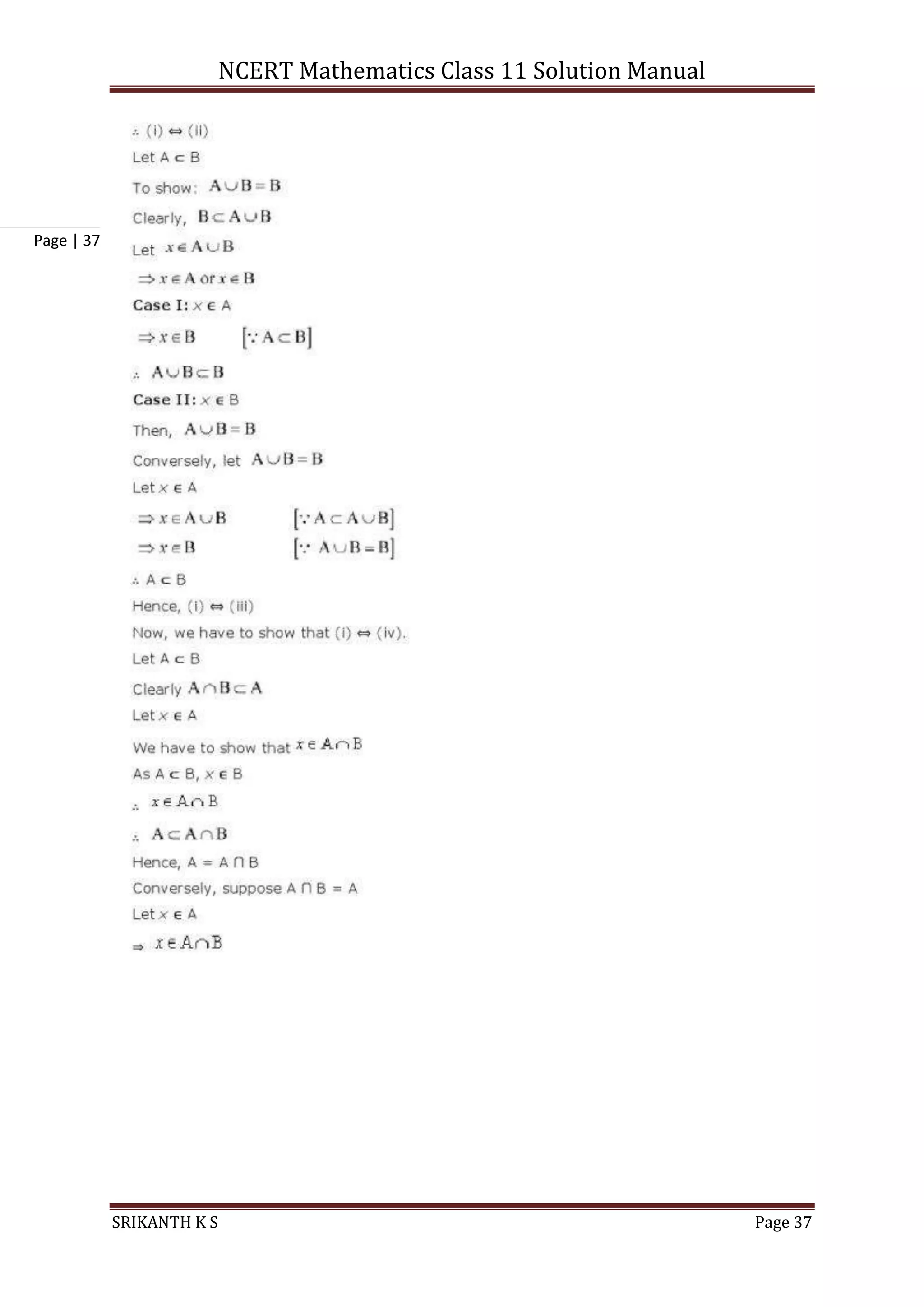 NCERT Mathematics Class 11 Solution Manual
SRIKANTH K S Page 37
Page | 37
 