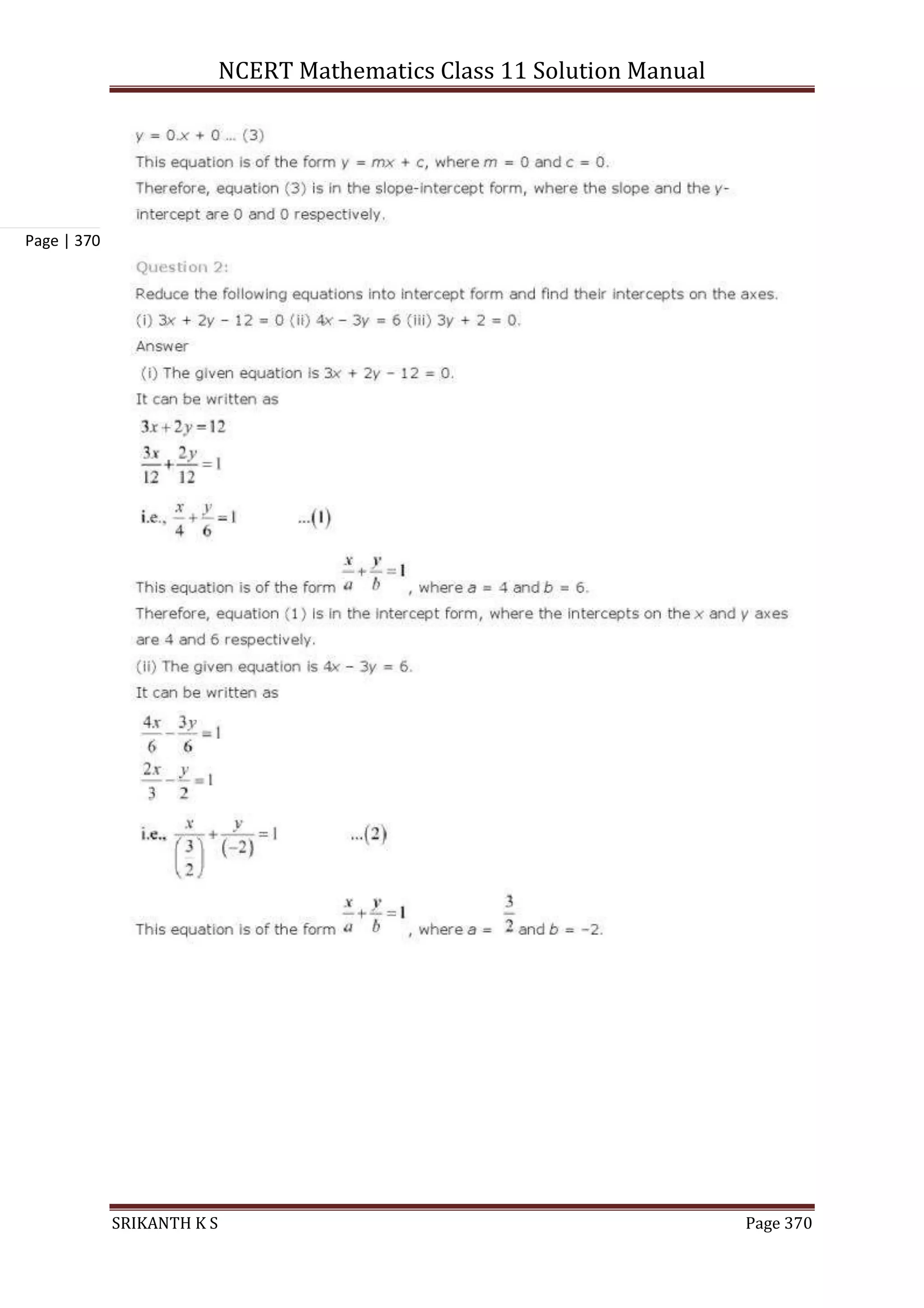 NCERT Mathematics Class 11 Solution Manual
SRIKANTH K S Page 370
Page | 370
 