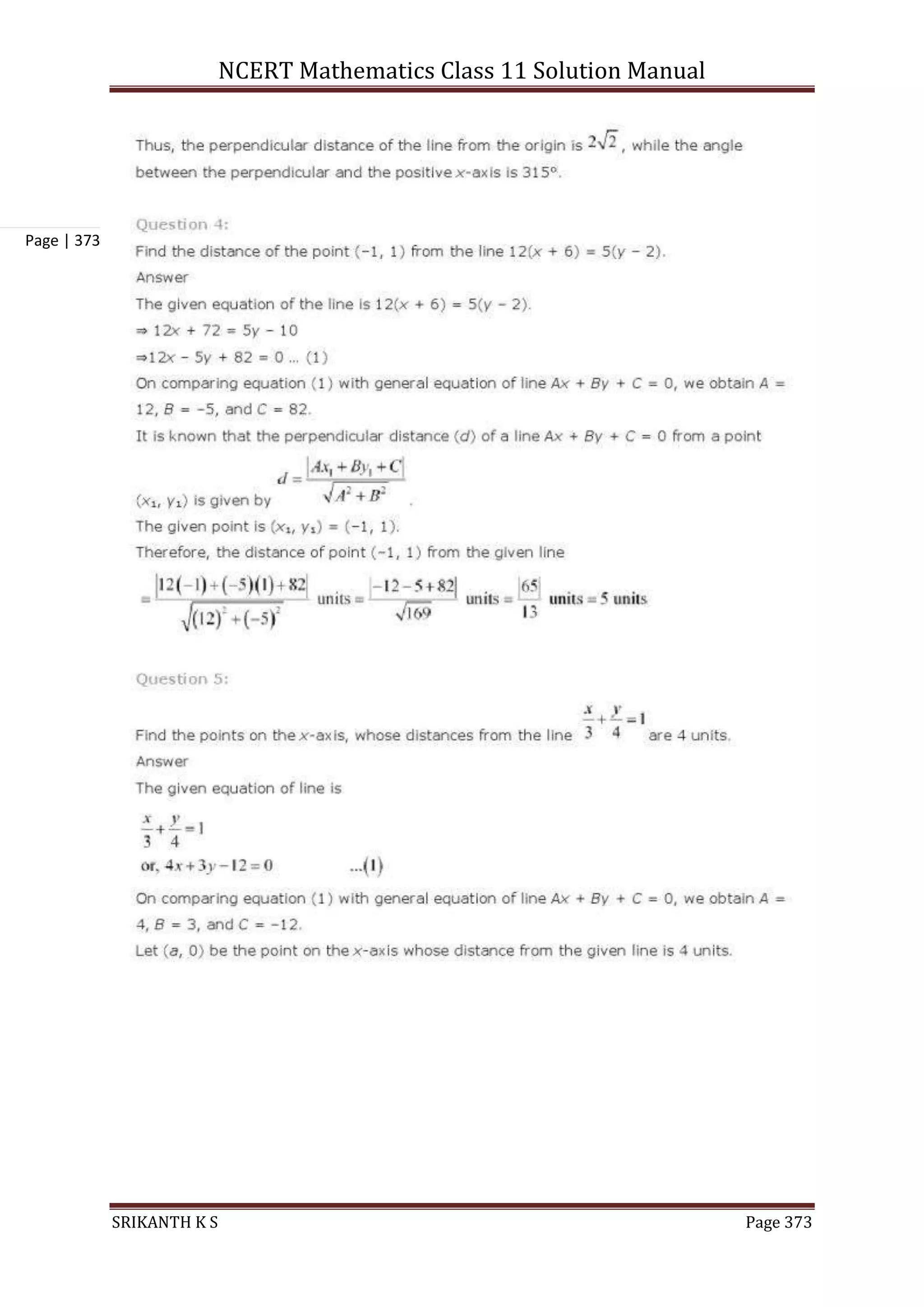 NCERT Mathematics Class 11 Solution Manual
SRIKANTH K S Page 373
Page | 373
 