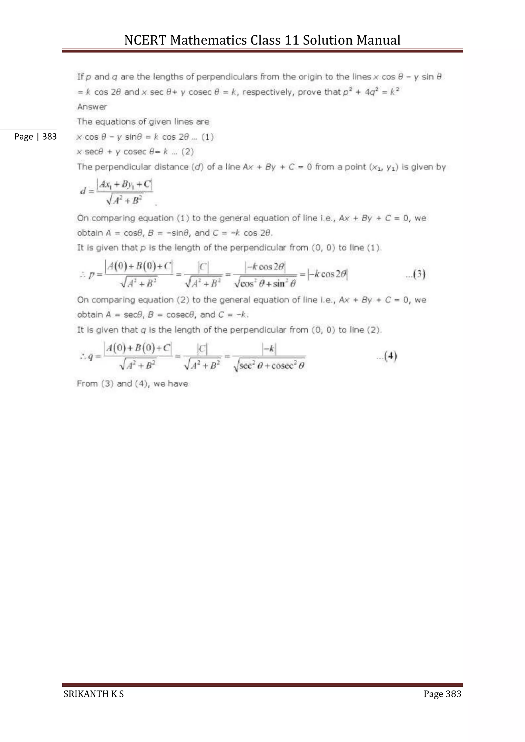 NCERT Mathematics Class 11 Solution Manual
SRIKANTH K S Page 383
Page | 383
 