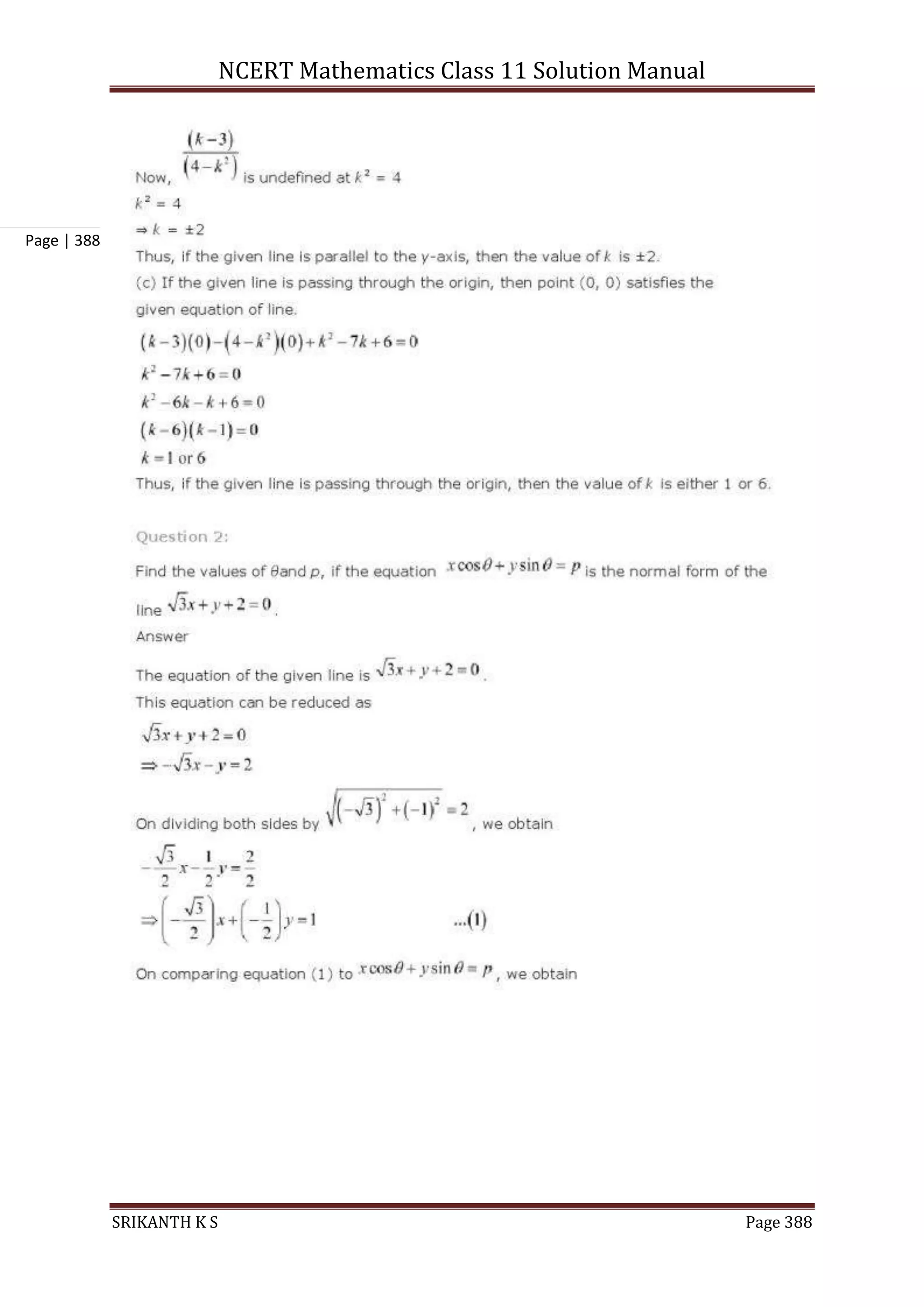 NCERT Mathematics Class 11 Solution Manual
SRIKANTH K S Page 388
Page | 388
 