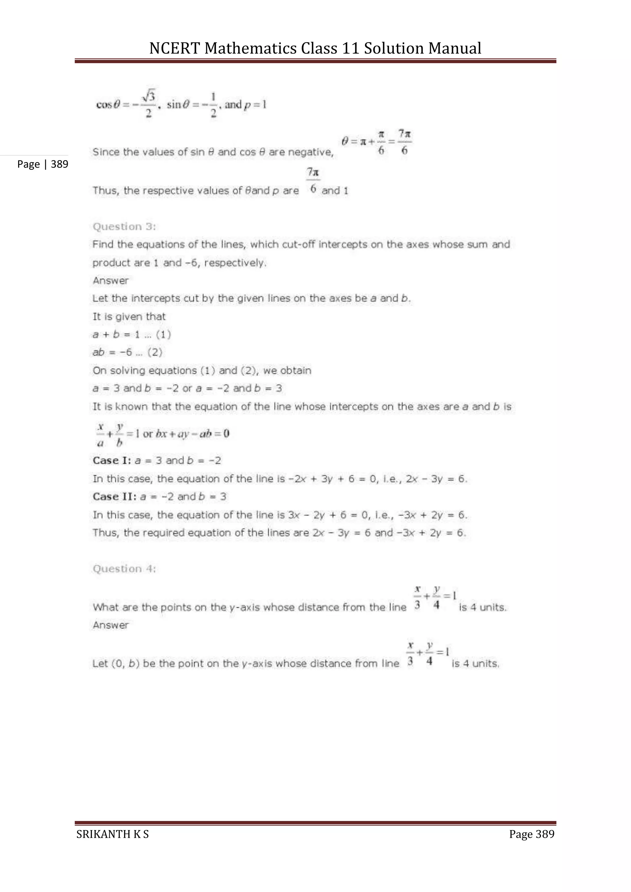NCERT Mathematics Class 11 Solution Manual
SRIKANTH K S Page 389
Page | 389
 