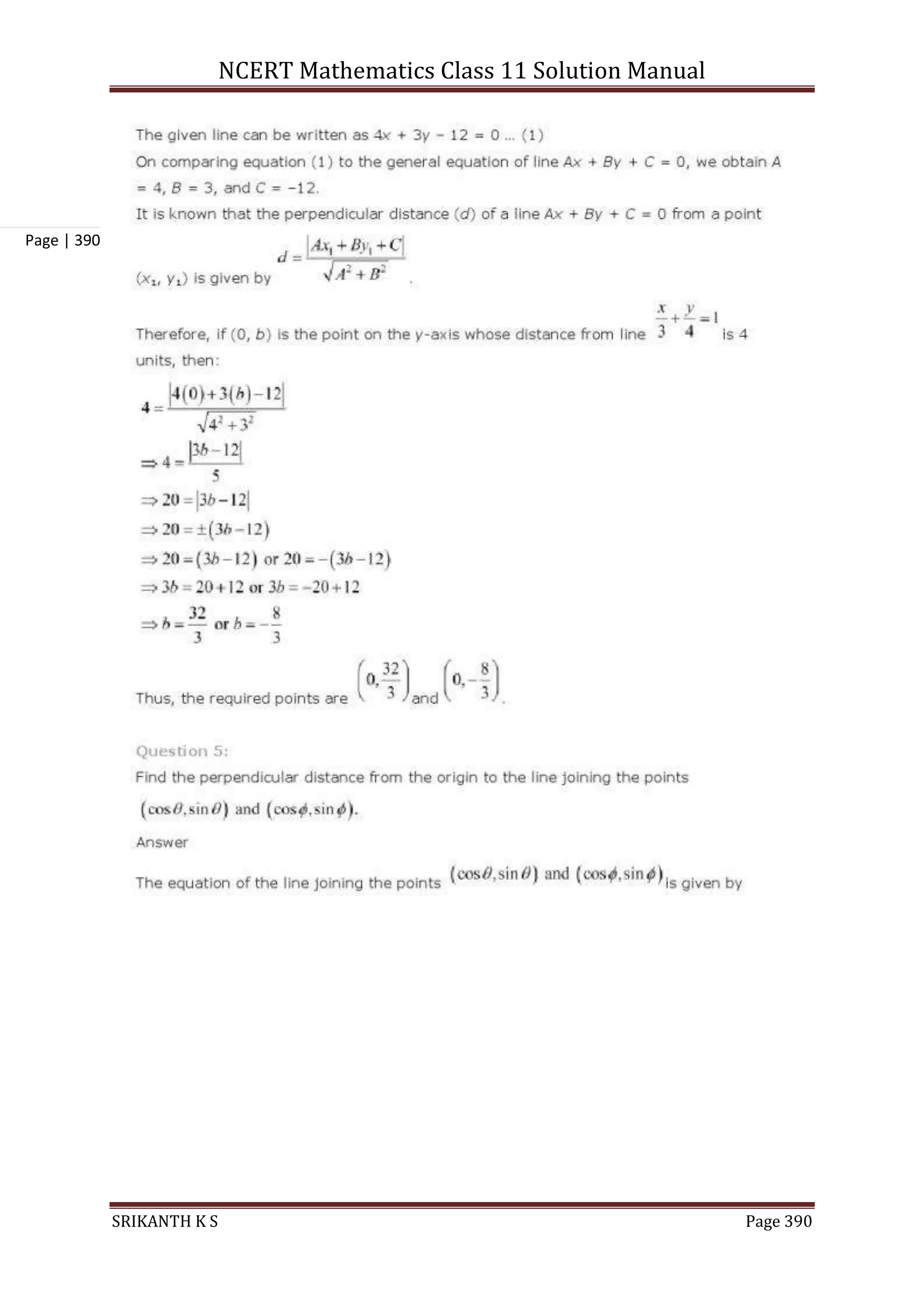 NCERT Mathematics Class 11 Solution Manual
SRIKANTH K S Page 390
Page | 390
 
