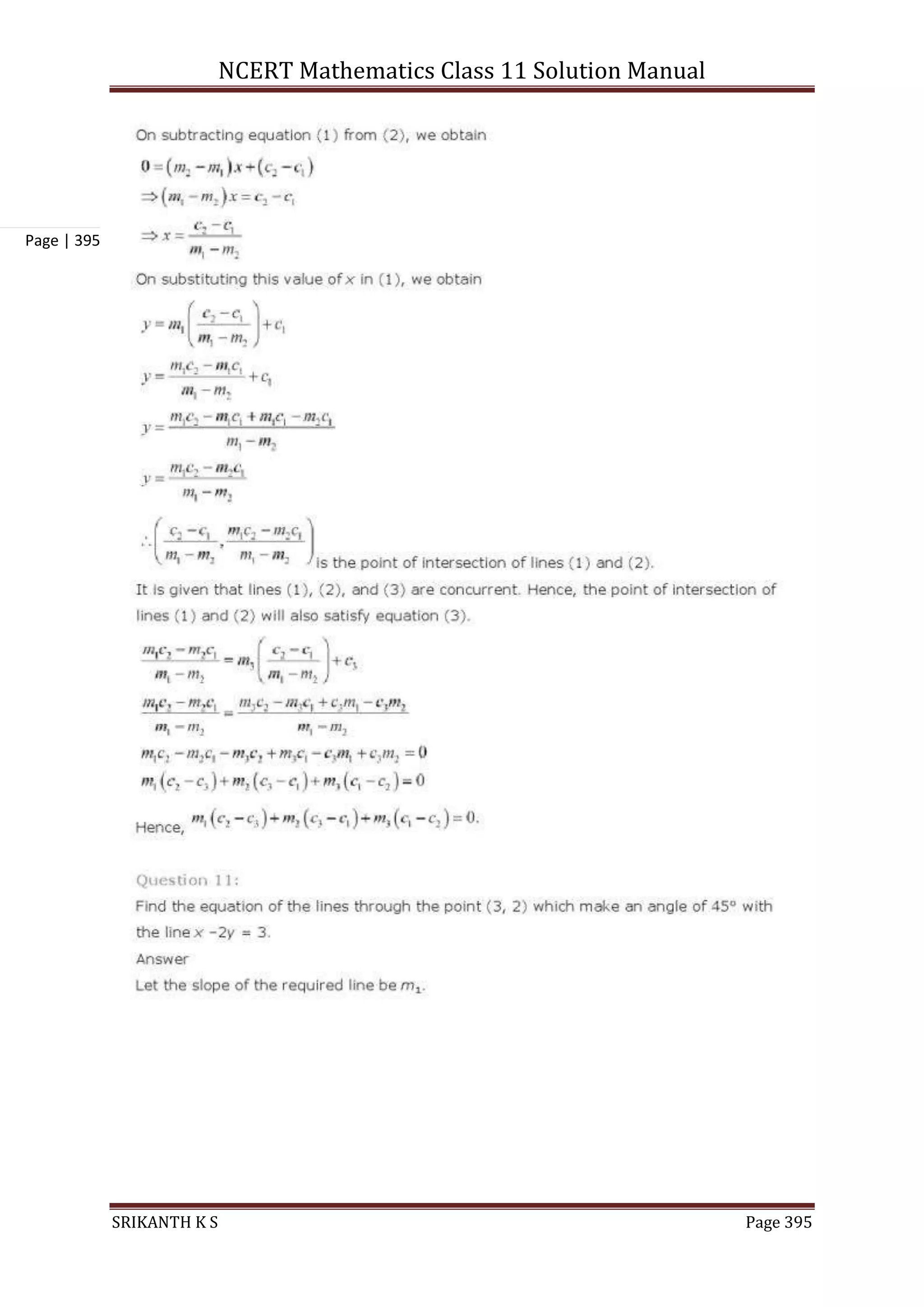 NCERT Mathematics Class 11 Solution Manual
SRIKANTH K S Page 395
Page | 395
 