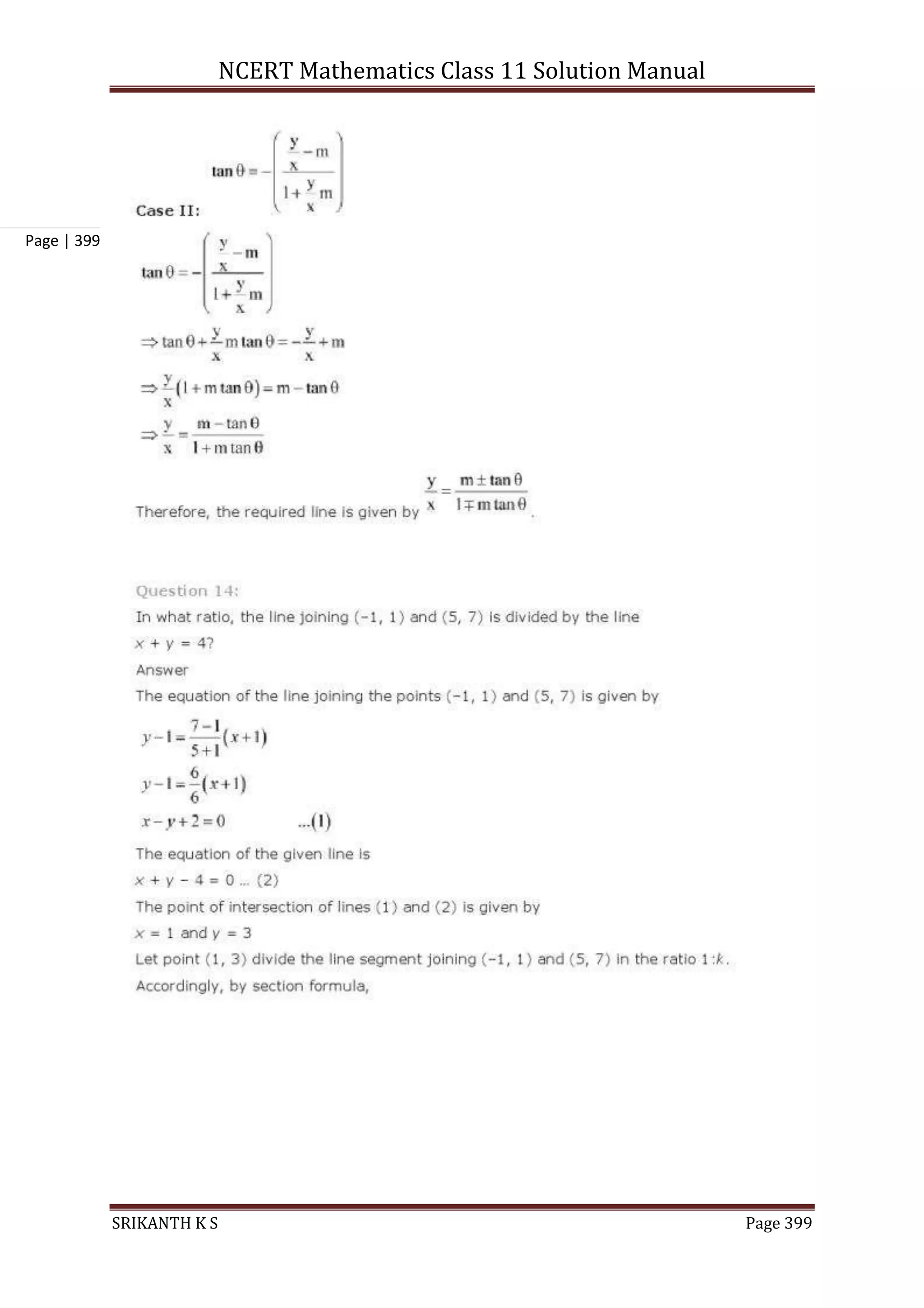 NCERT Mathematics Class 11 Solution Manual
SRIKANTH K S Page 399
Page | 399
 