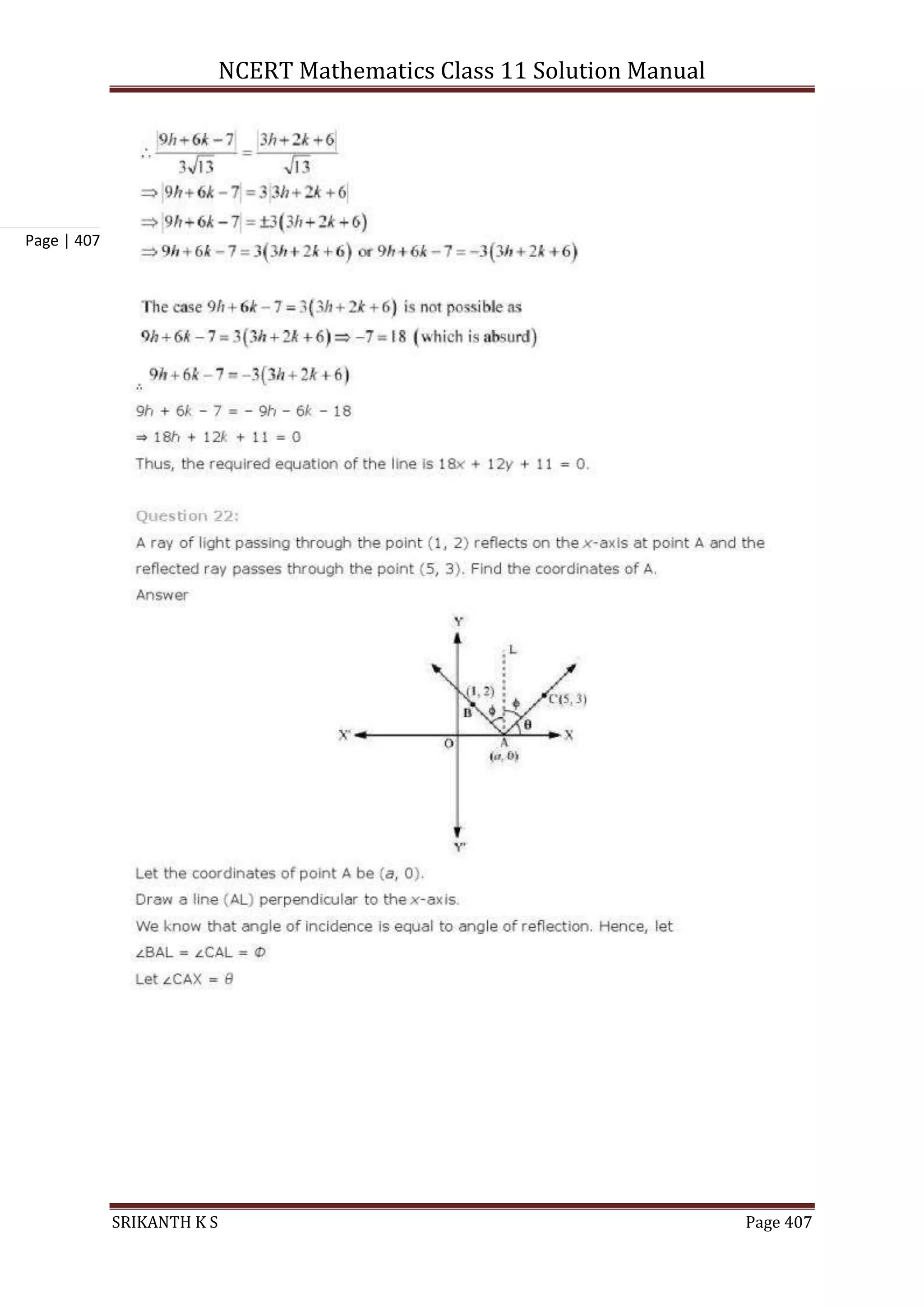NCERT Mathematics Class 11 Solution Manual
SRIKANTH K S Page 407
Page | 407
 