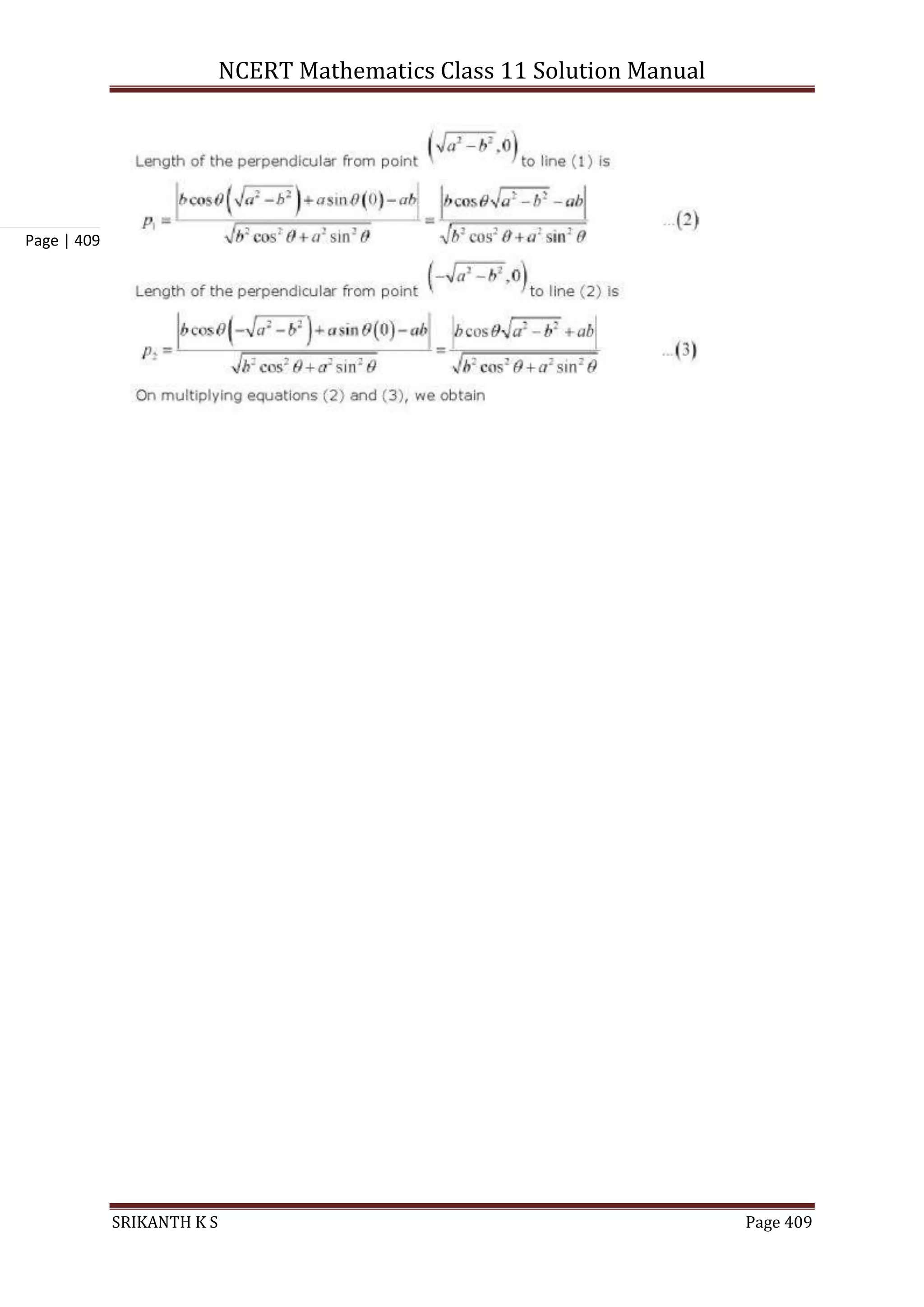 NCERT Mathematics Class 11 Solution Manual
SRIKANTH K S Page 409
Page | 409
 