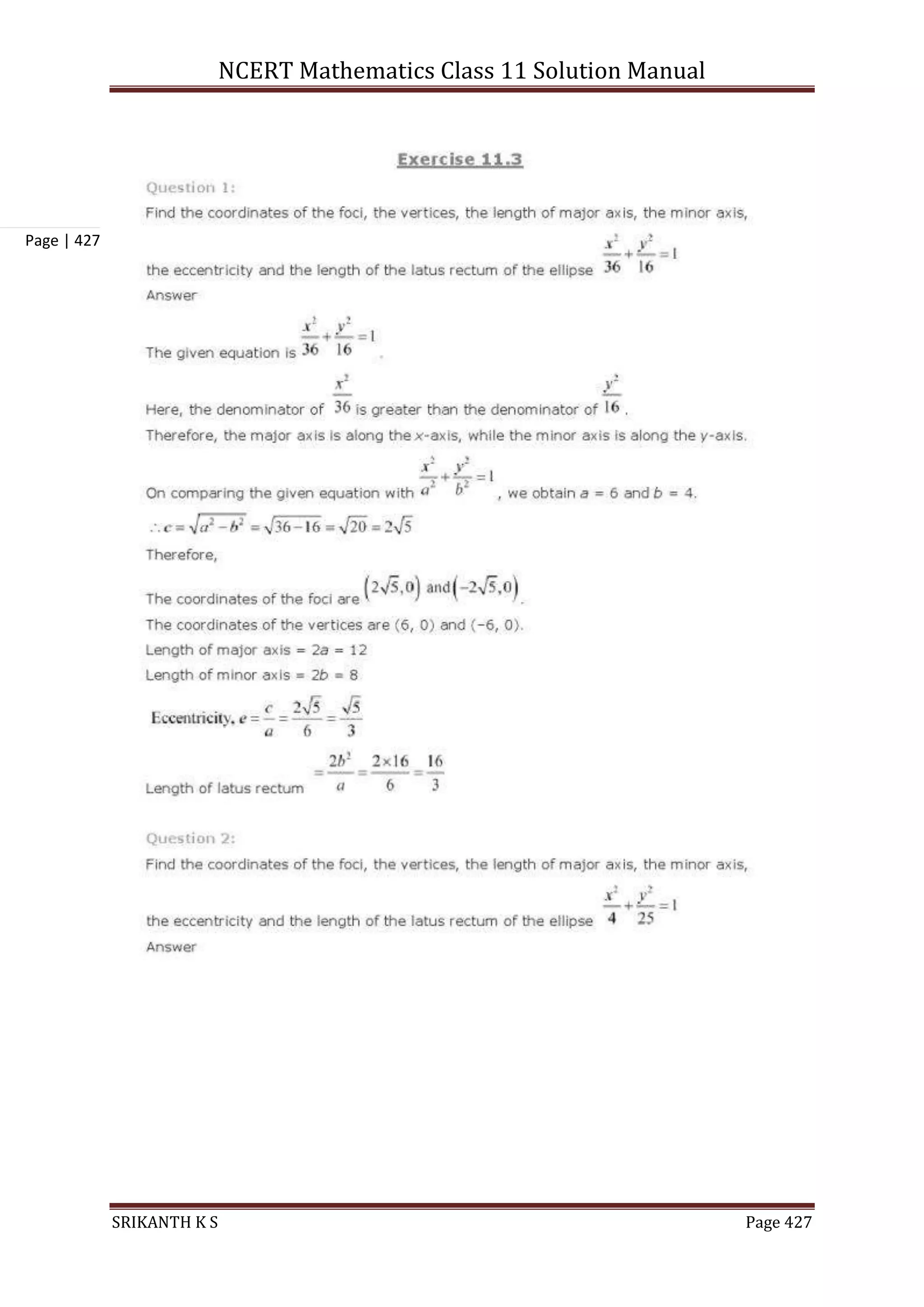 NCERT Mathematics Class 11 Solution Manual
SRIKANTH K S Page 427
Page | 427
 