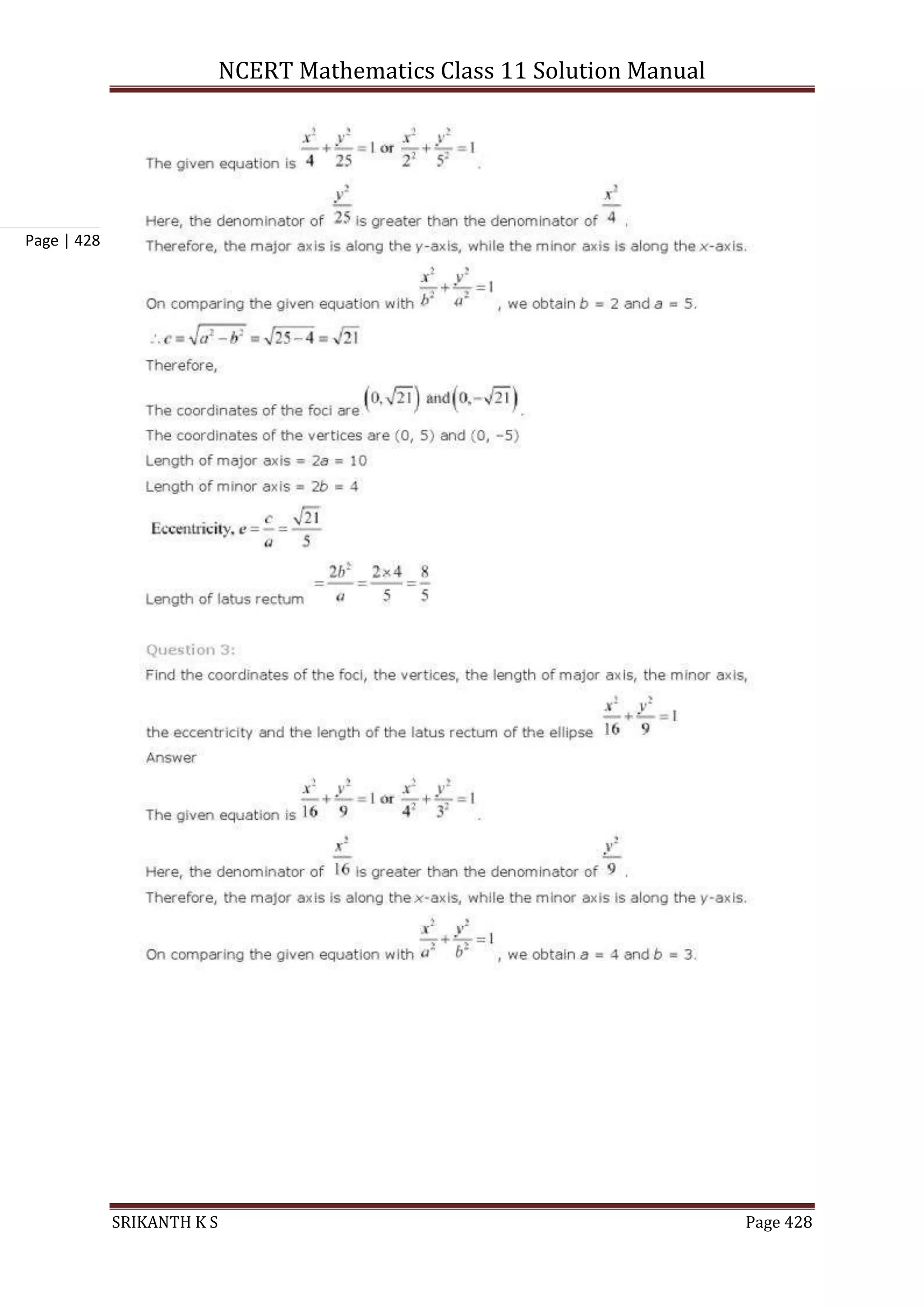 NCERT Mathematics Class 11 Solution Manual
SRIKANTH K S Page 428
Page | 428
 