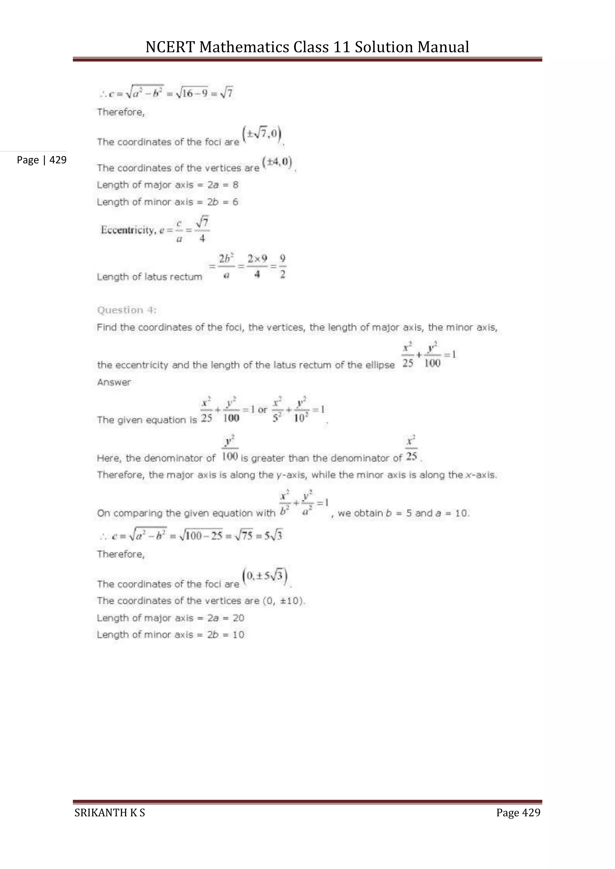 NCERT Mathematics Class 11 Solution Manual
SRIKANTH K S Page 429
Page | 429
 