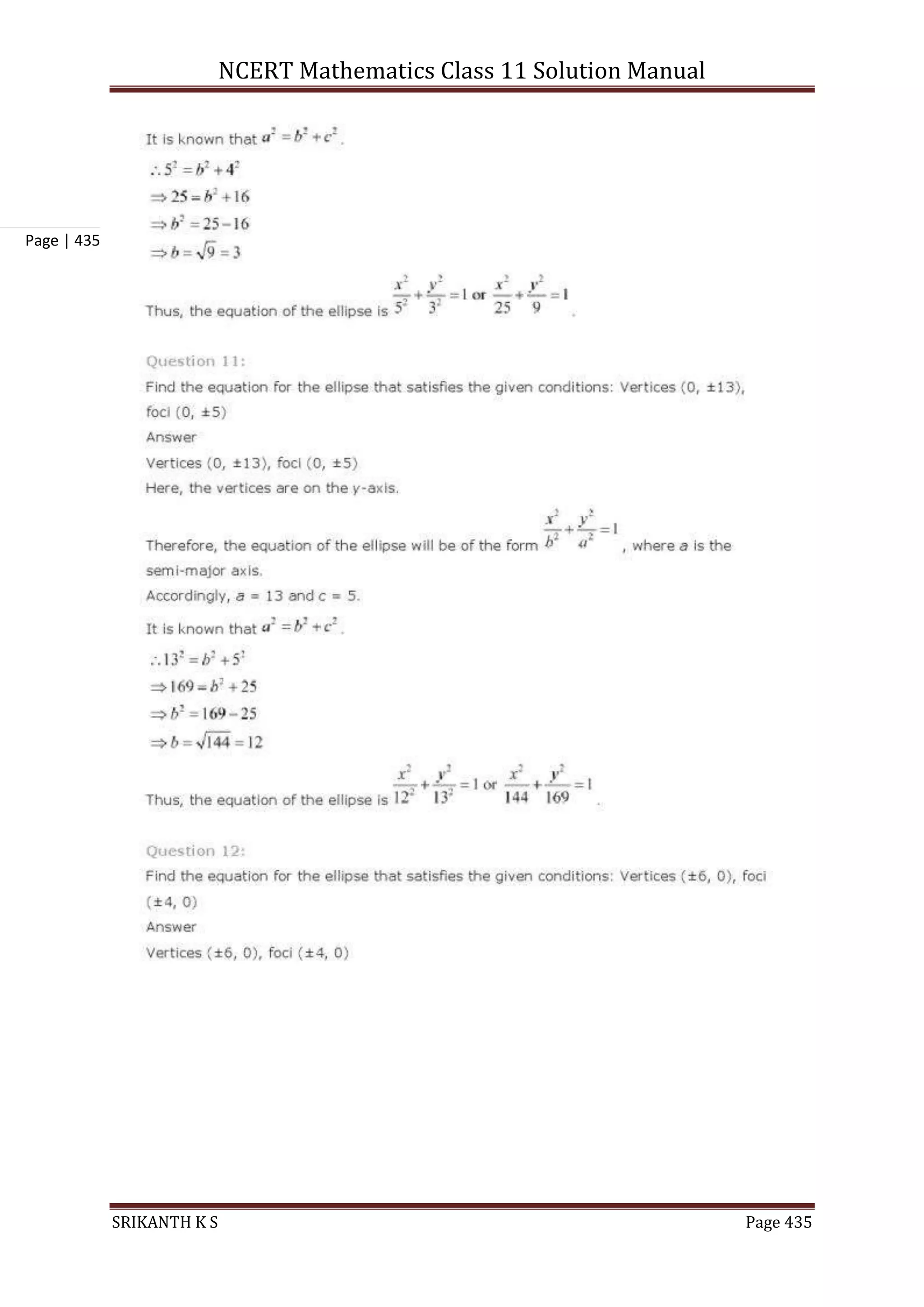 NCERT Mathematics Class 11 Solution Manual
SRIKANTH K S Page 435
Page | 435
 