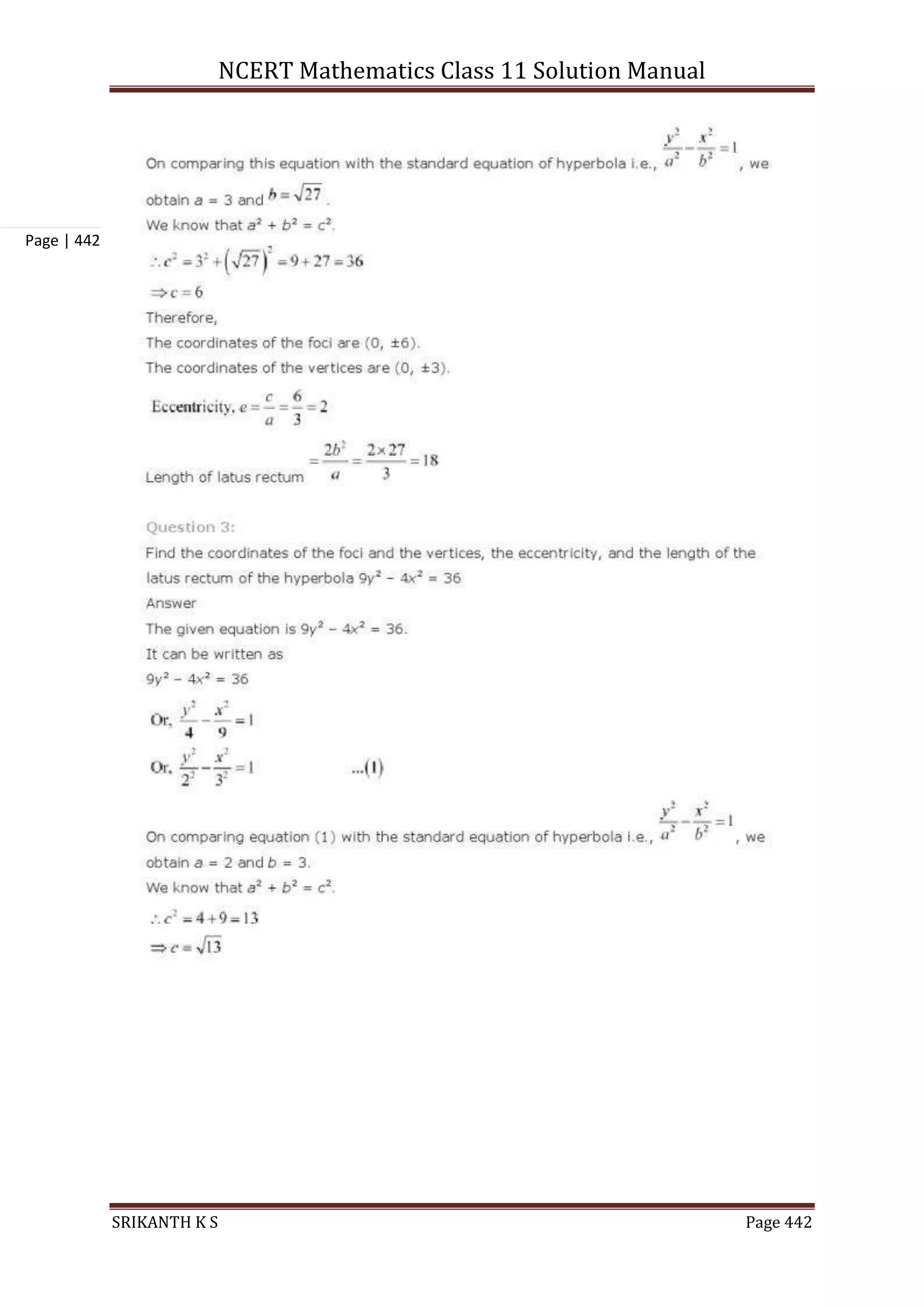NCERT Mathematics Class 11 Solution Manual
SRIKANTH K S Page 442
Page | 442
 