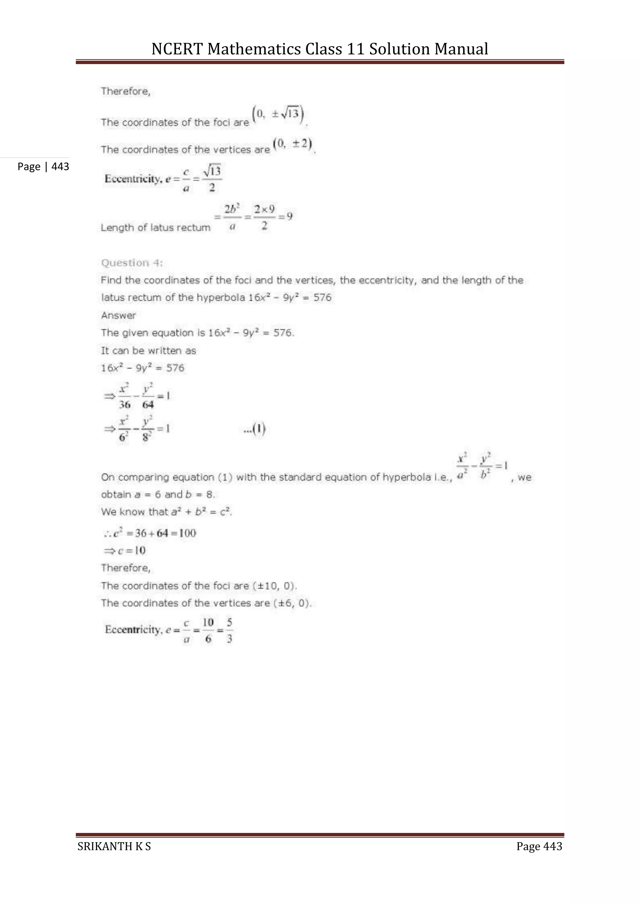 NCERT Mathematics Class 11 Solution Manual
SRIKANTH K S Page 443
Page | 443
 