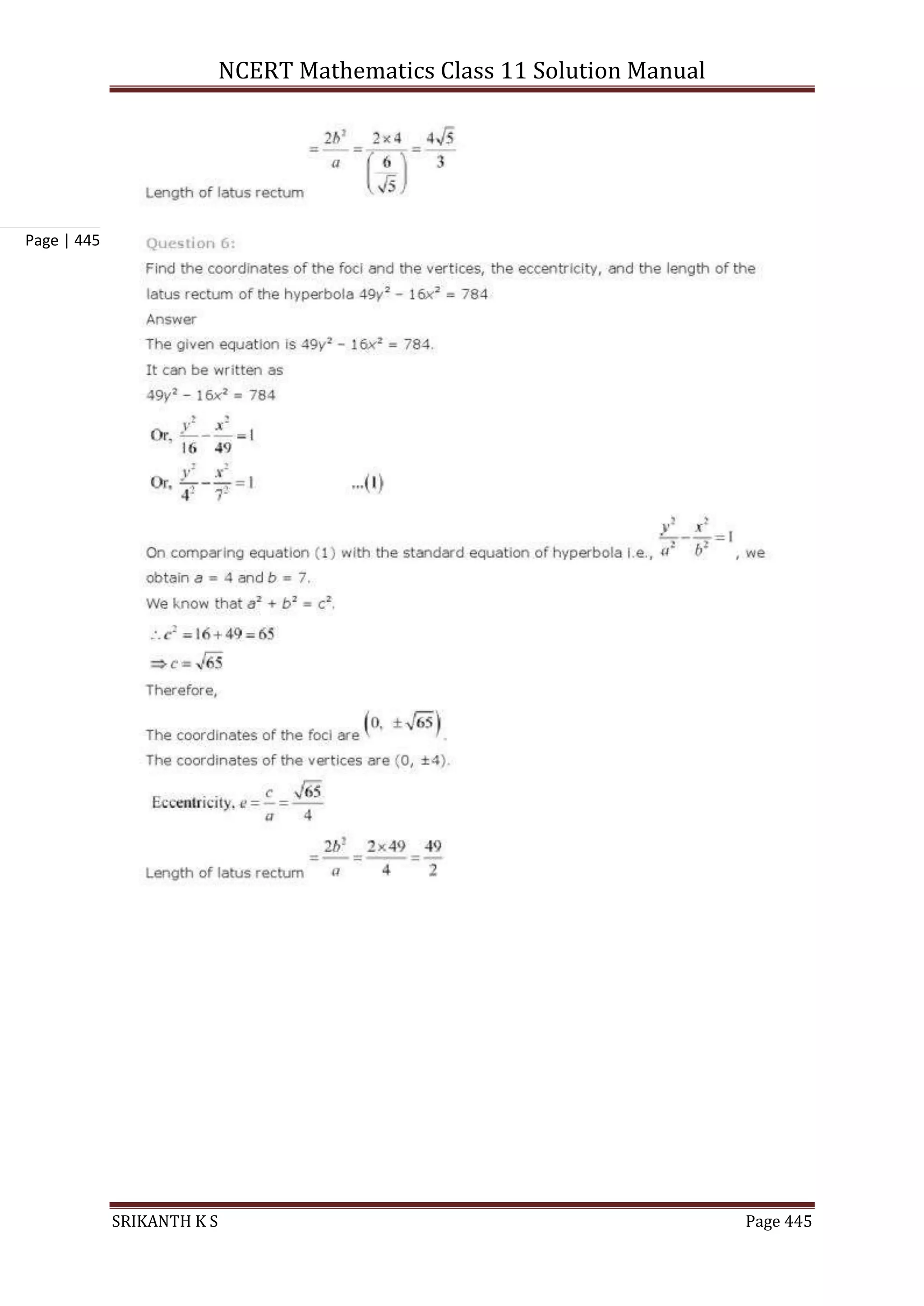 NCERT Mathematics Class 11 Solution Manual
SRIKANTH K S Page 445
Page | 445
 