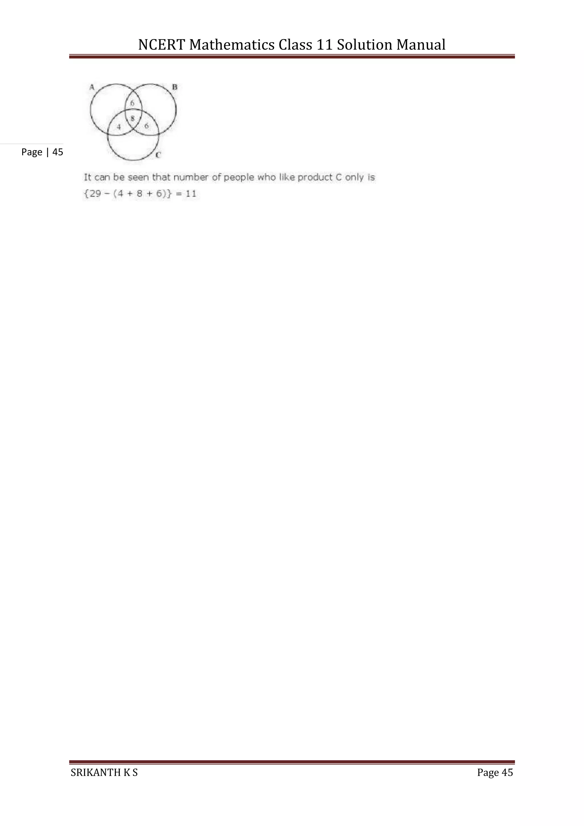 NCERT Mathematics Class 11 Solution Manual
SRIKANTH K S Page 45
Page | 45
 