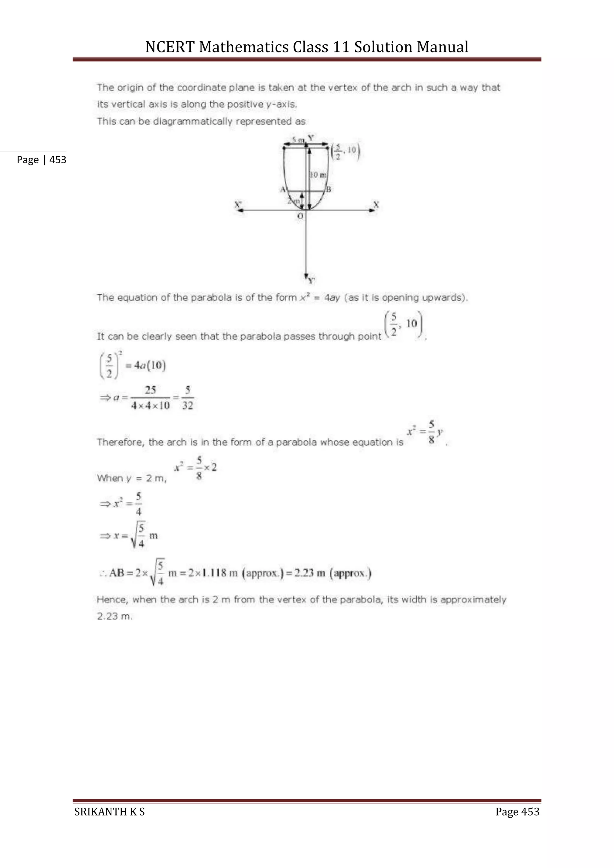 NCERT Mathematics Class 11 Solution Manual
SRIKANTH K S Page 453
Page | 453
 