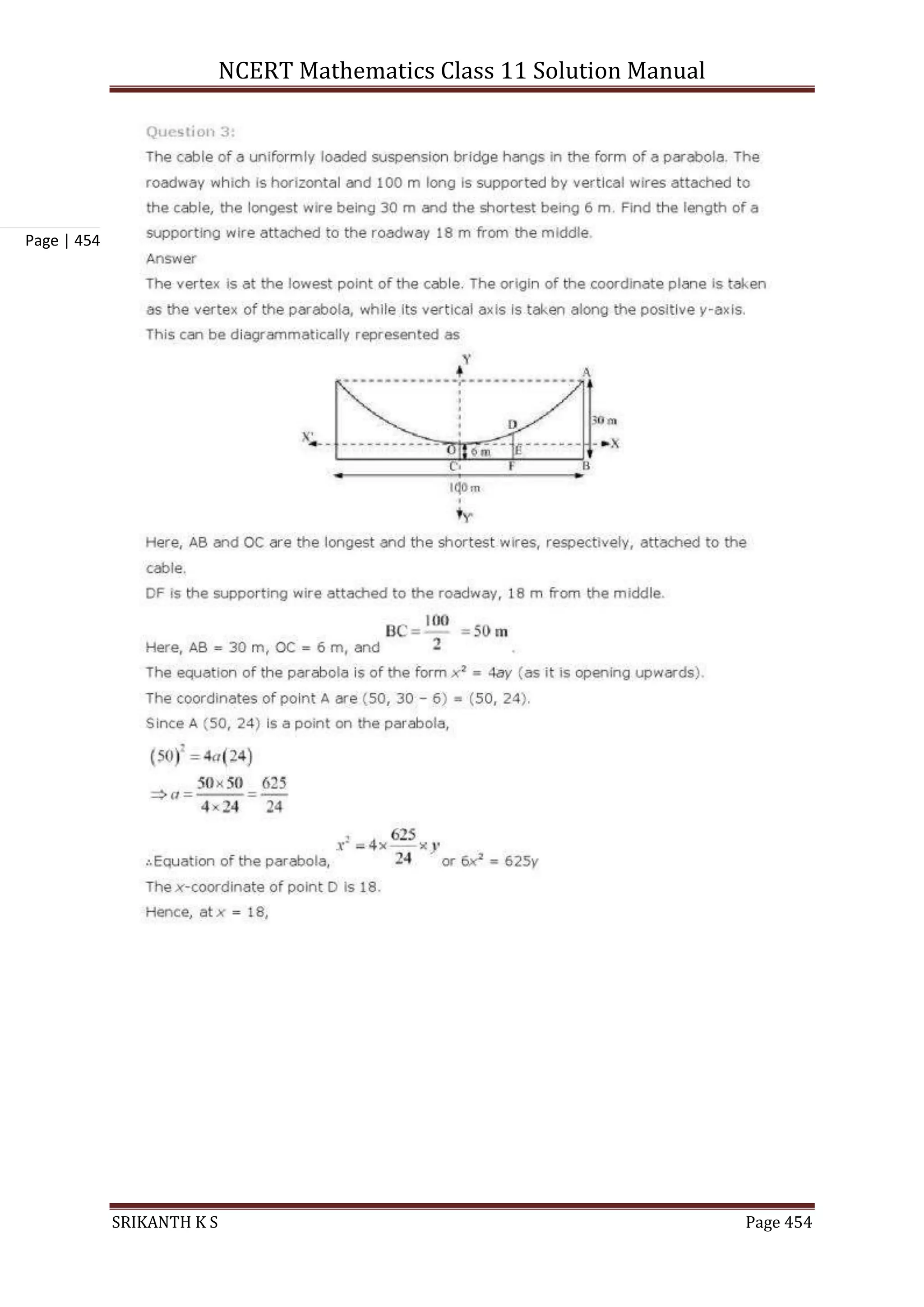 NCERT Mathematics Class 11 Solution Manual
SRIKANTH K S Page 454
Page | 454
 