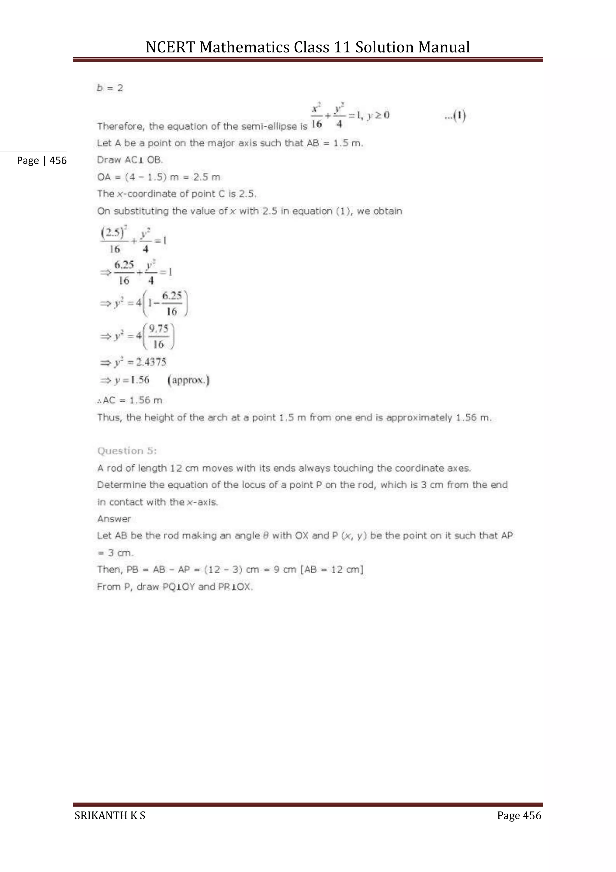 NCERT Mathematics Class 11 Solution Manual
SRIKANTH K S Page 456
Page | 456
 