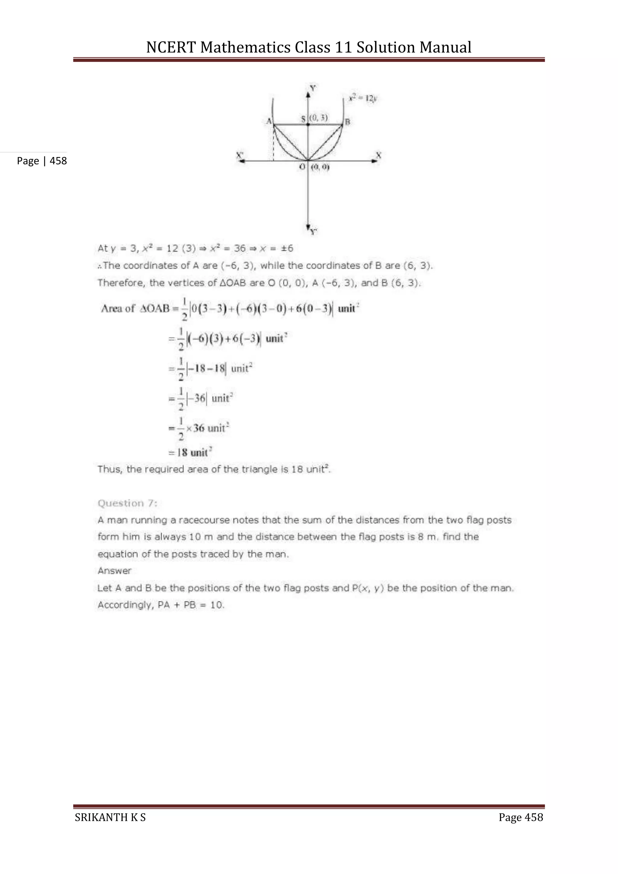 NCERT Mathematics Class 11 Solution Manual
SRIKANTH K S Page 458
Page | 458
 
