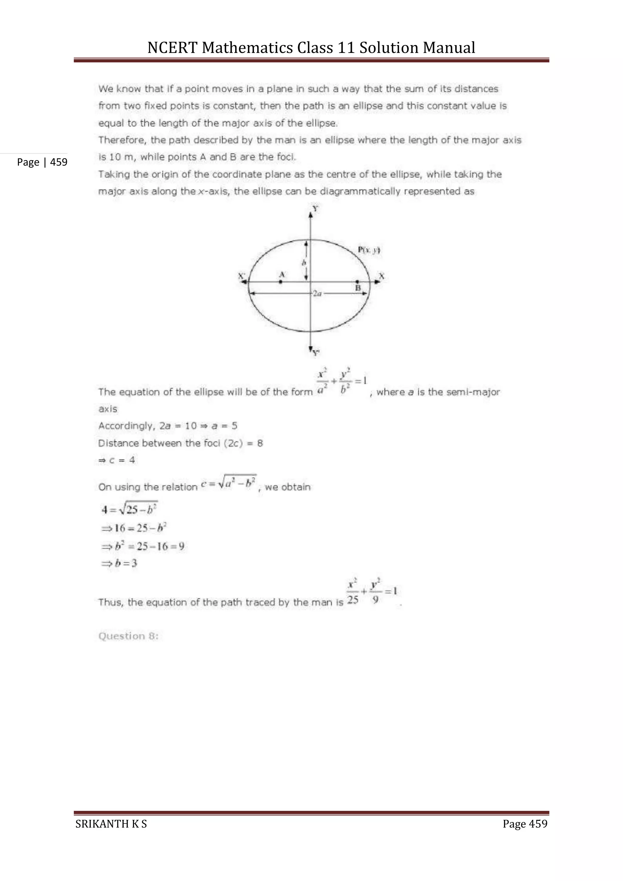 NCERT Mathematics Class 11 Solution Manual
SRIKANTH K S Page 459
Page | 459
 