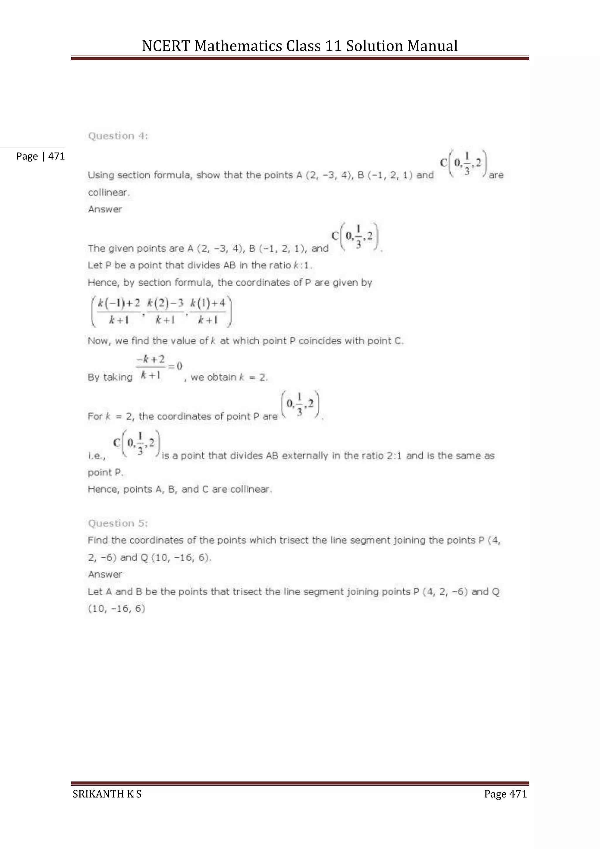 NCERT Mathematics Class 11 Solution Manual
SRIKANTH K S Page 471
Page | 471
 