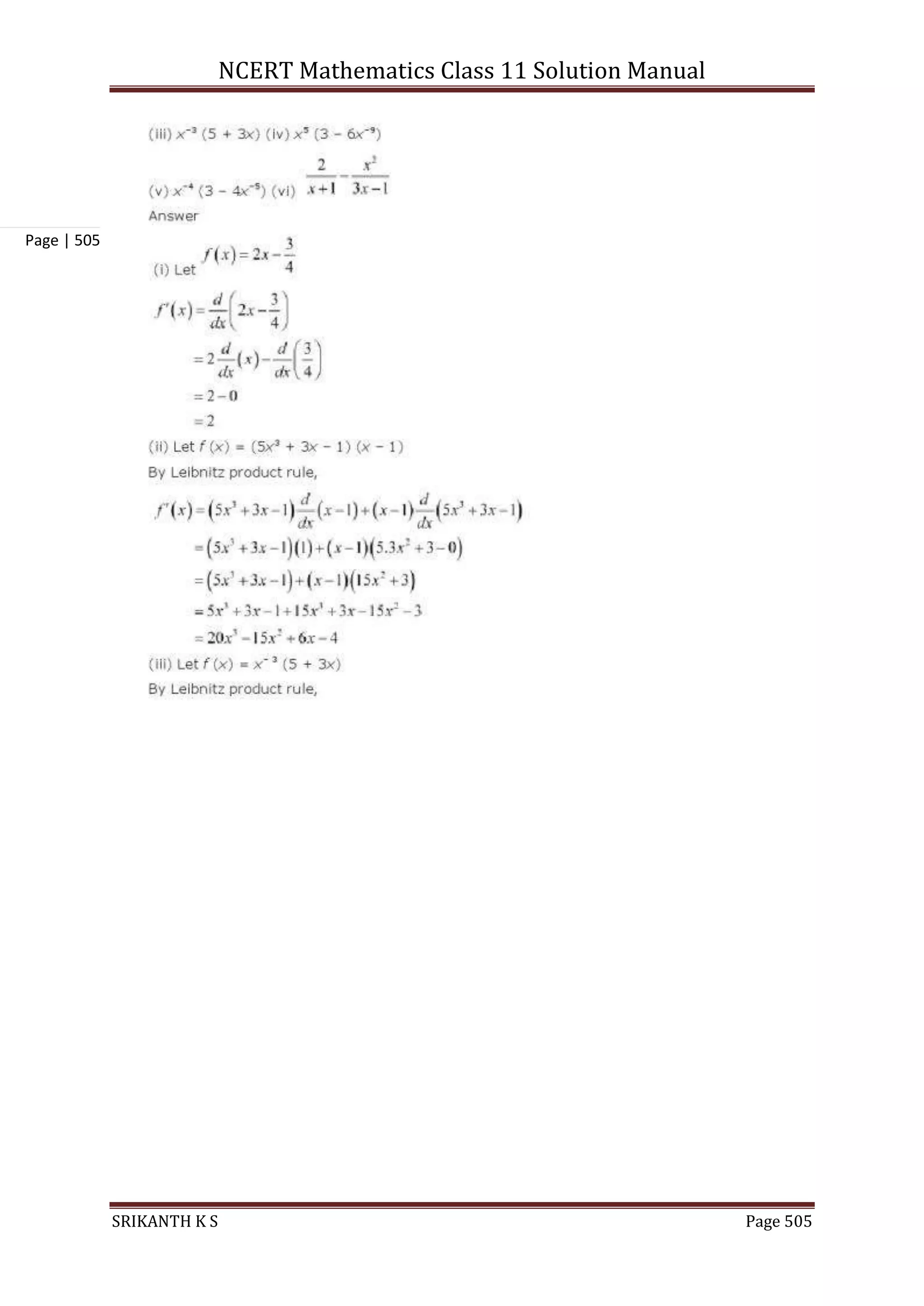 NCERT Mathematics Class 11 Solution Manual
SRIKANTH K S Page 505
Page | 505
 
