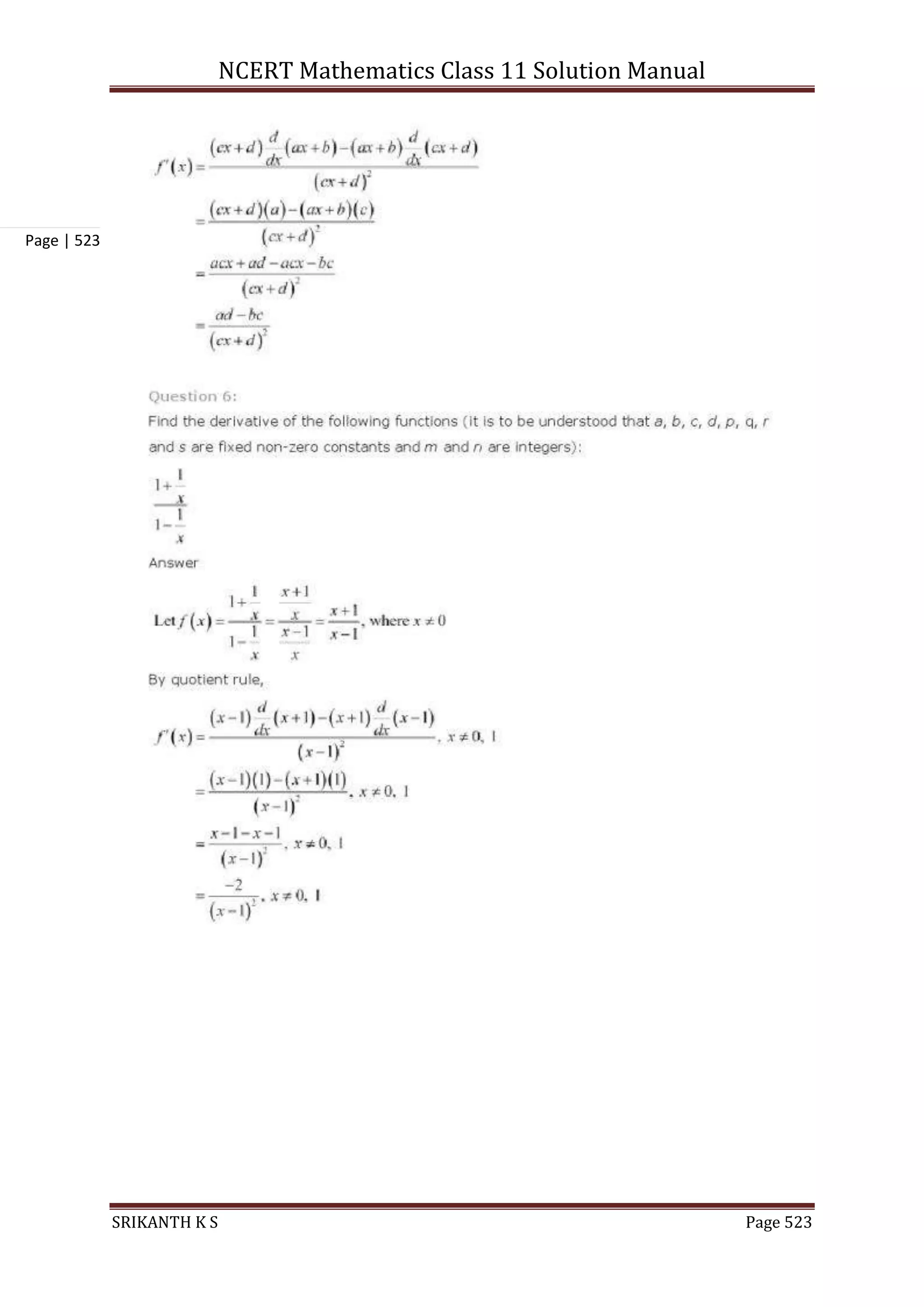 NCERT Mathematics Class 11 Solution Manual
SRIKANTH K S Page 523
Page | 523
 