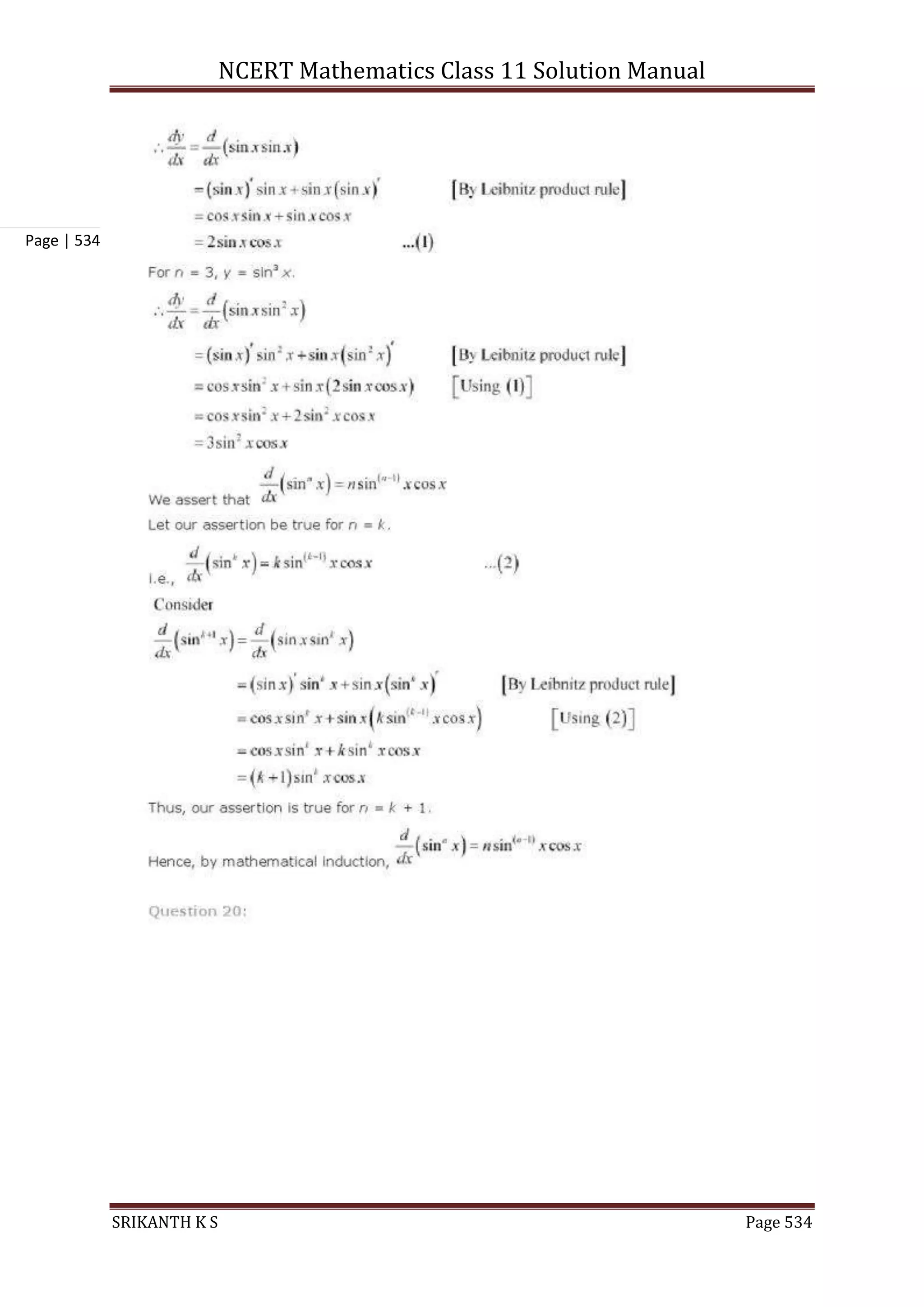 NCERT Mathematics Class 11 Solution Manual
SRIKANTH K S Page 534
Page | 534
 