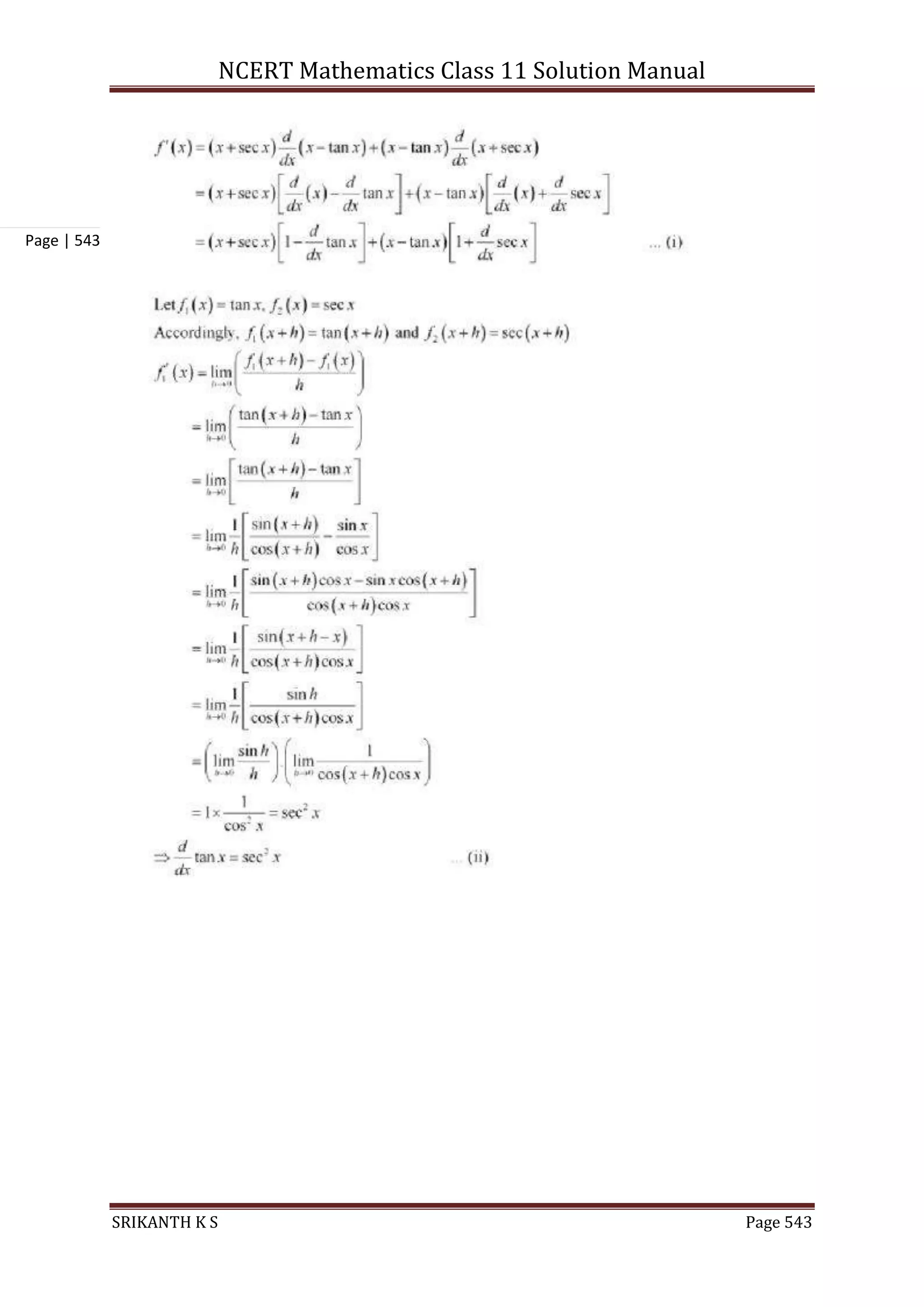 NCERT Mathematics Class 11 Solution Manual
SRIKANTH K S Page 543
Page | 543
 