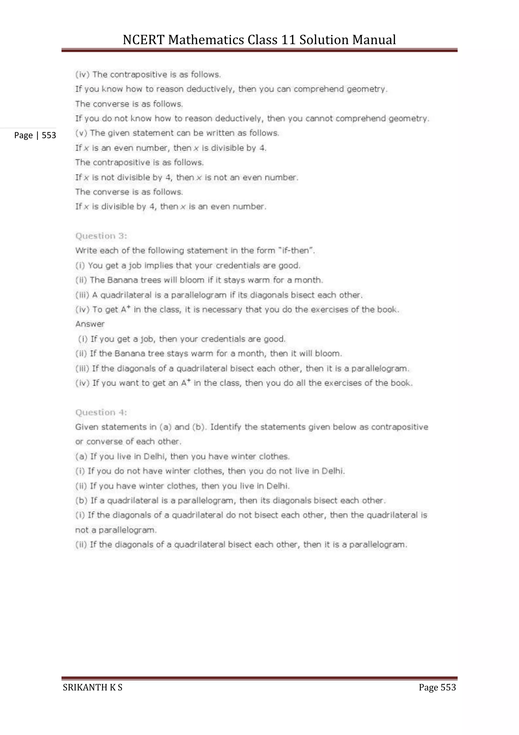 NCERT Mathematics Class 11 Solution Manual
SRIKANTH K S Page 553
Page | 553
 