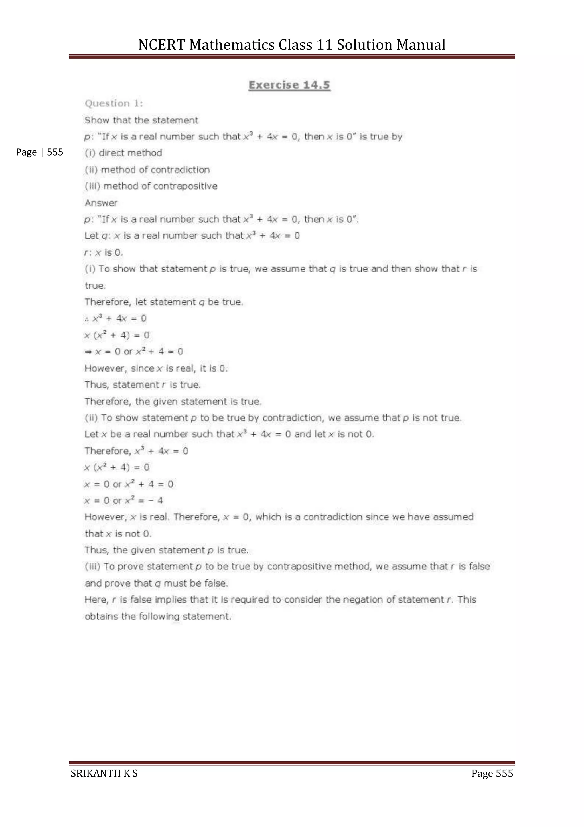 NCERT Mathematics Class 11 Solution Manual
SRIKANTH K S Page 555
Page | 555
 