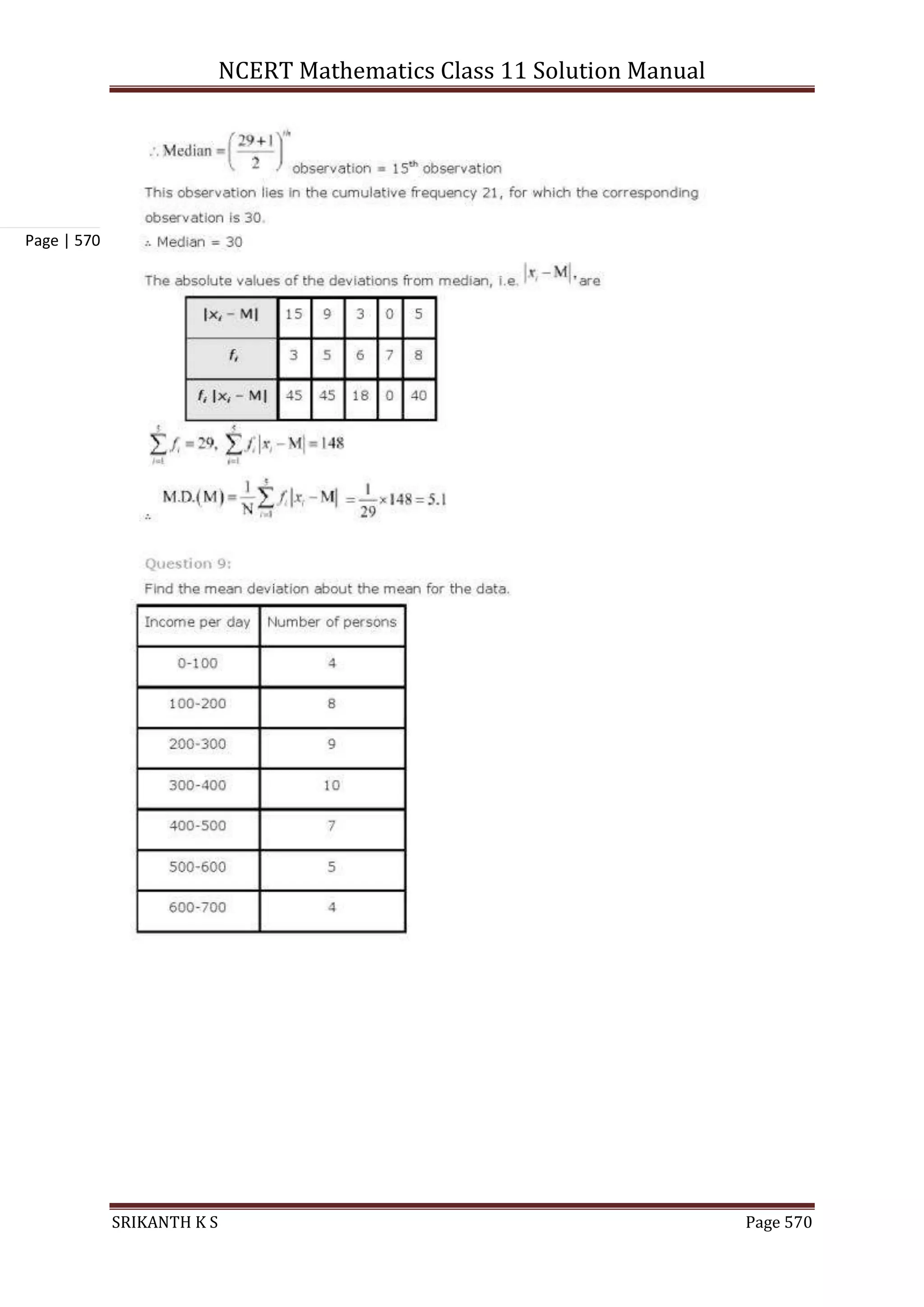 NCERT Mathematics Class 11 Solution Manual
SRIKANTH K S Page 570
Page | 570
 