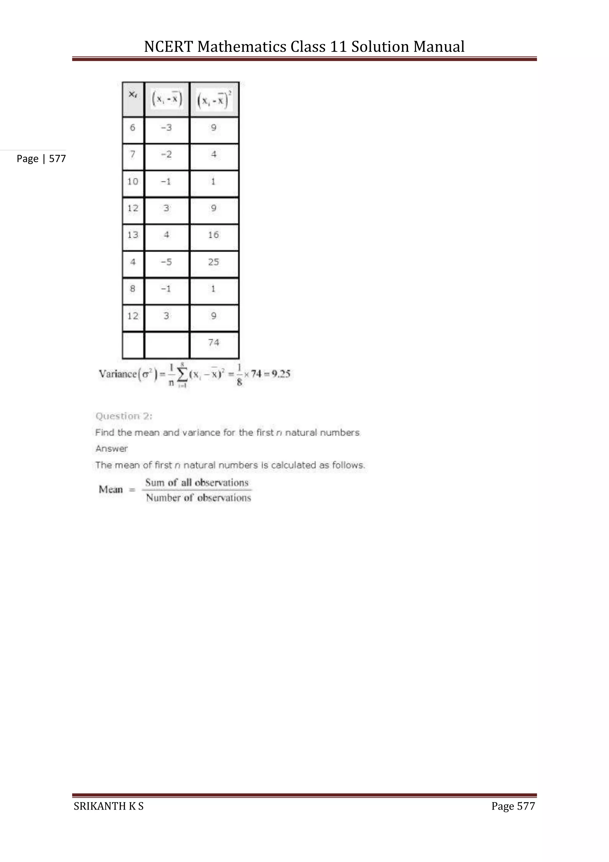 NCERT Mathematics Class 11 Solution Manual
SRIKANTH K S Page 577
Page | 577
 