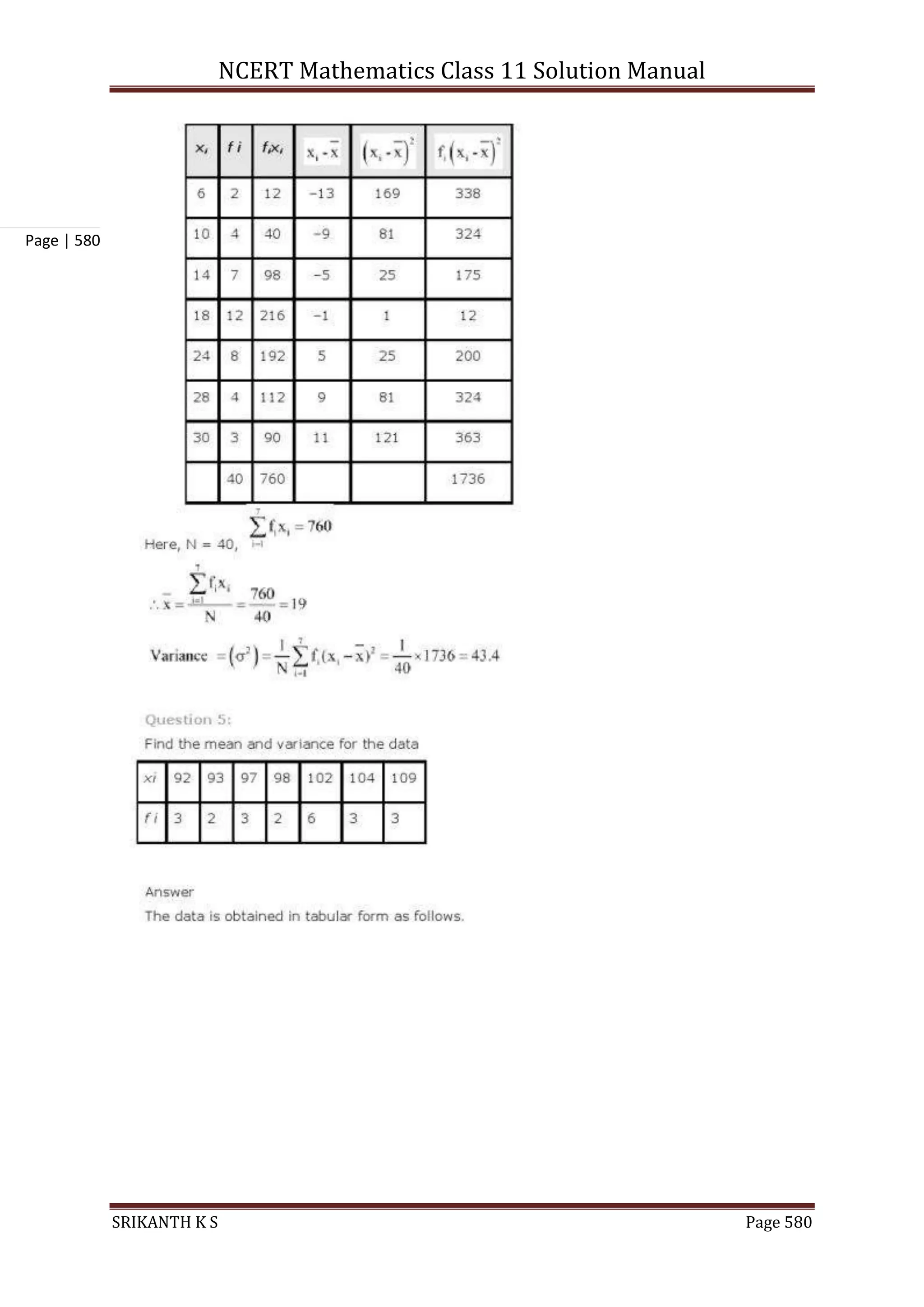 NCERT Mathematics Class 11 Solution Manual
SRIKANTH K S Page 580
Page | 580
 