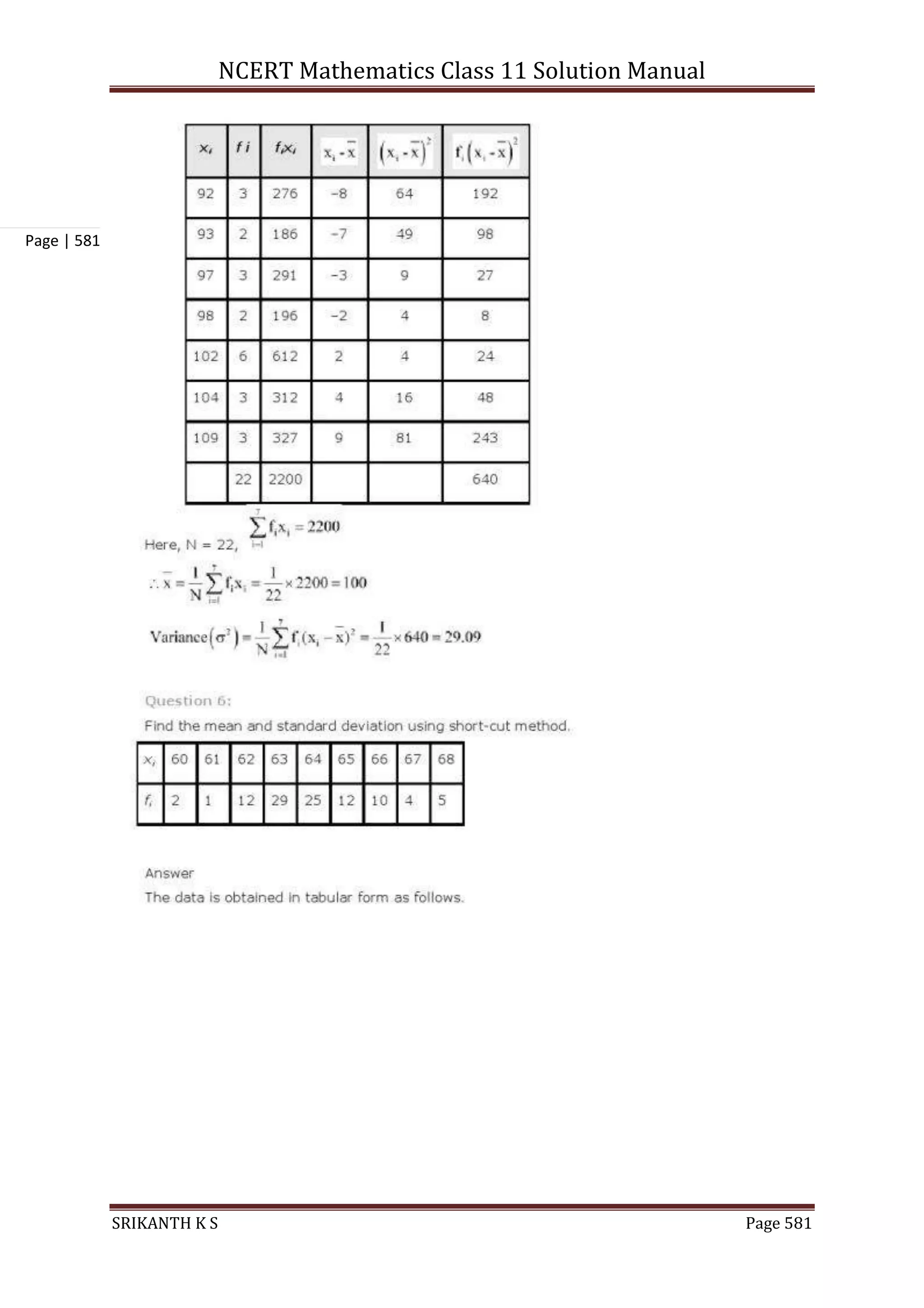 NCERT Mathematics Class 11 Solution Manual
SRIKANTH K S Page 581
Page | 581
 