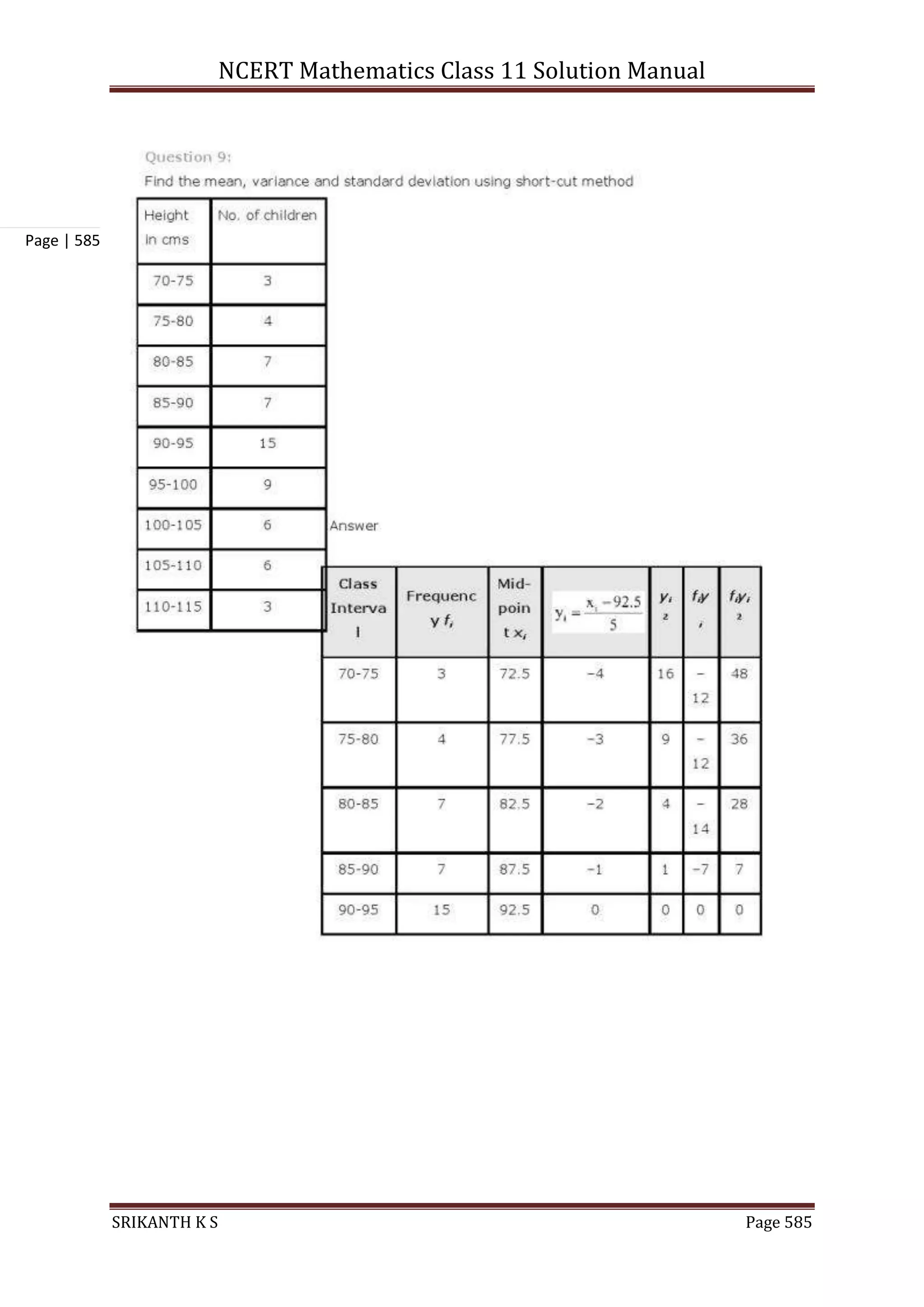 NCERT Mathematics Class 11 Solution Manual
SRIKANTH K S Page 585
Page | 585
 