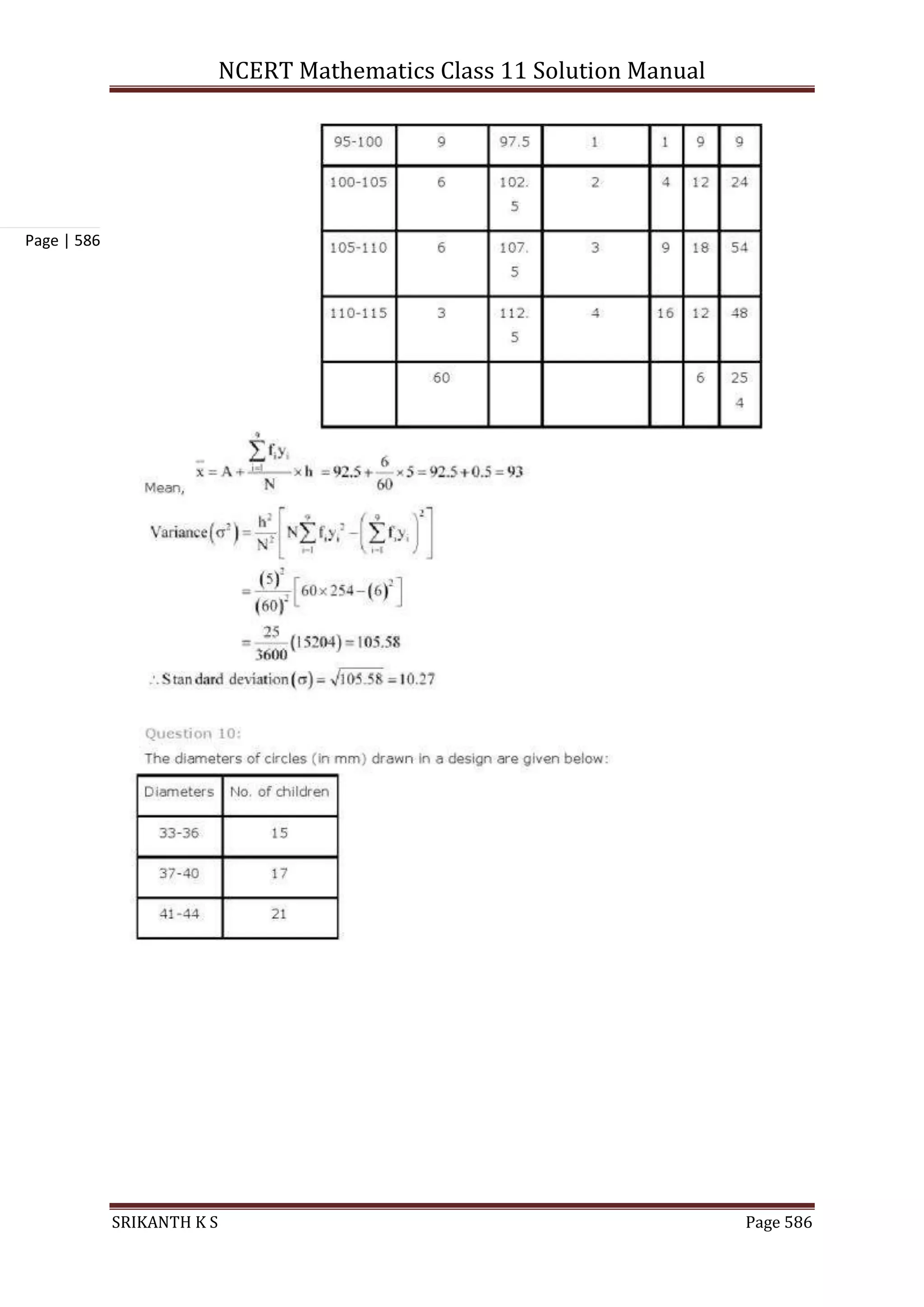 NCERT Mathematics Class 11 Solution Manual
SRIKANTH K S Page 586
Page | 586
 