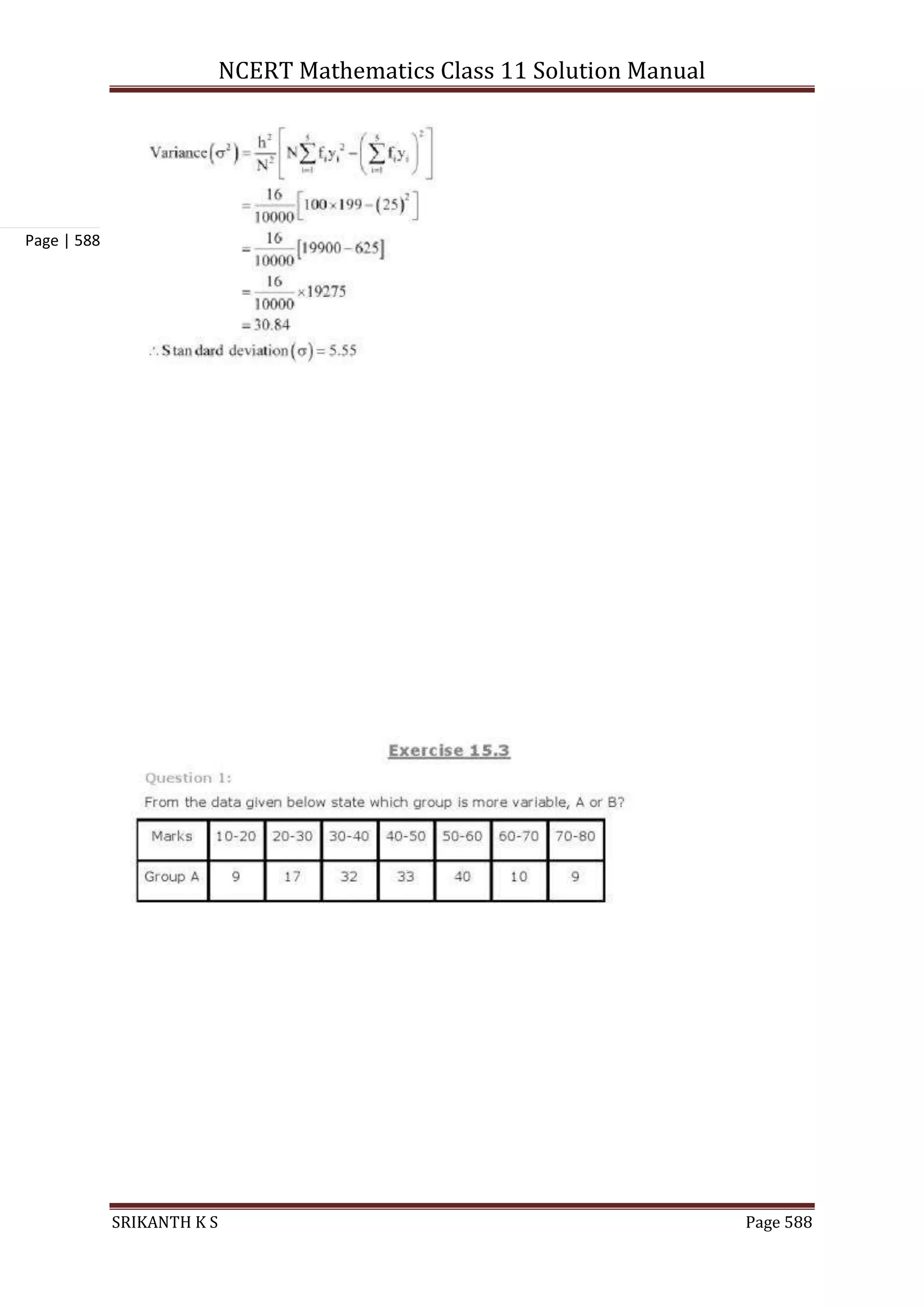 NCERT Mathematics Class 11 Solution Manual
SRIKANTH K S Page 588
Page | 588
 