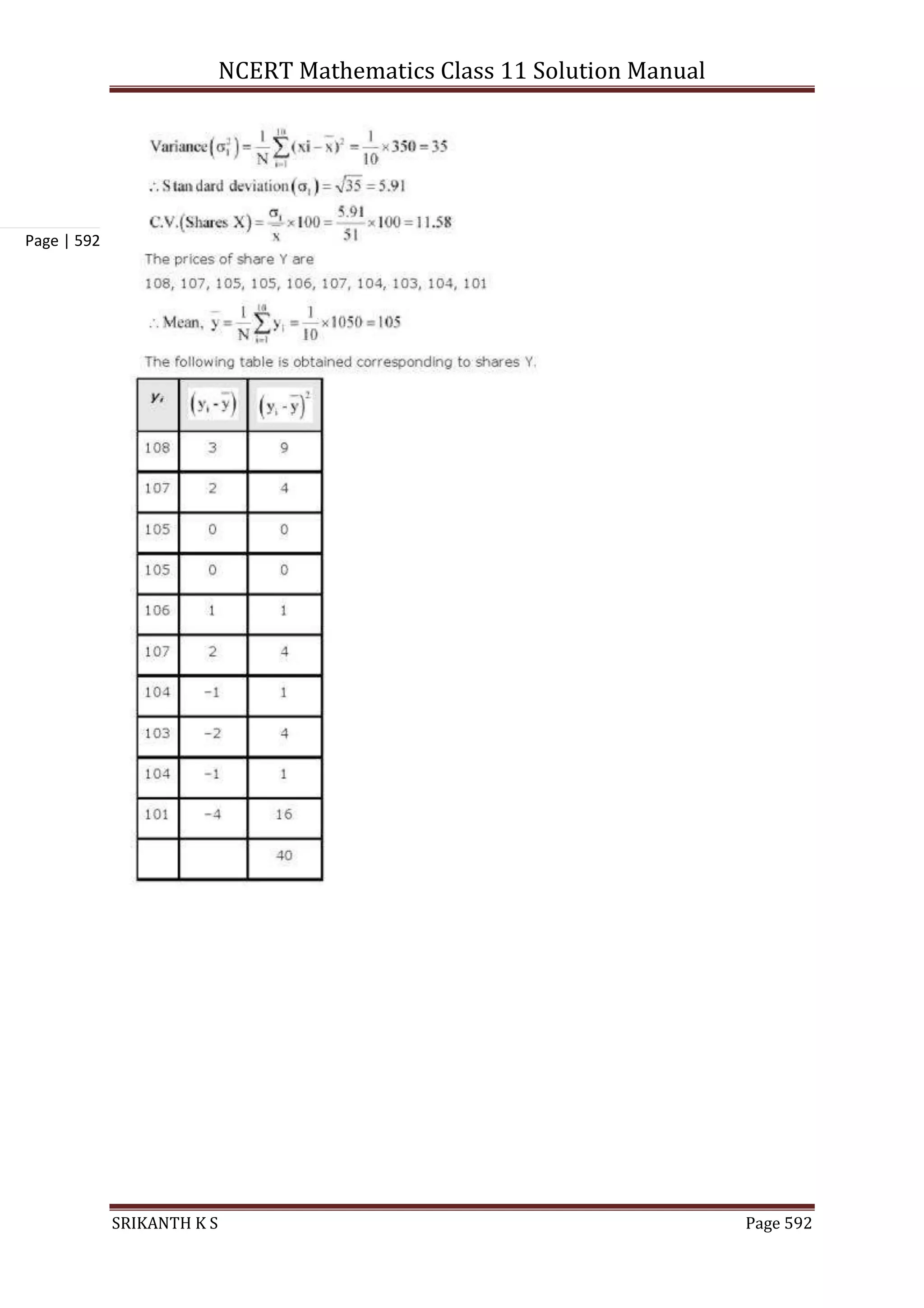 NCERT Mathematics Class 11 Solution Manual
SRIKANTH K S Page 592
Page | 592
 