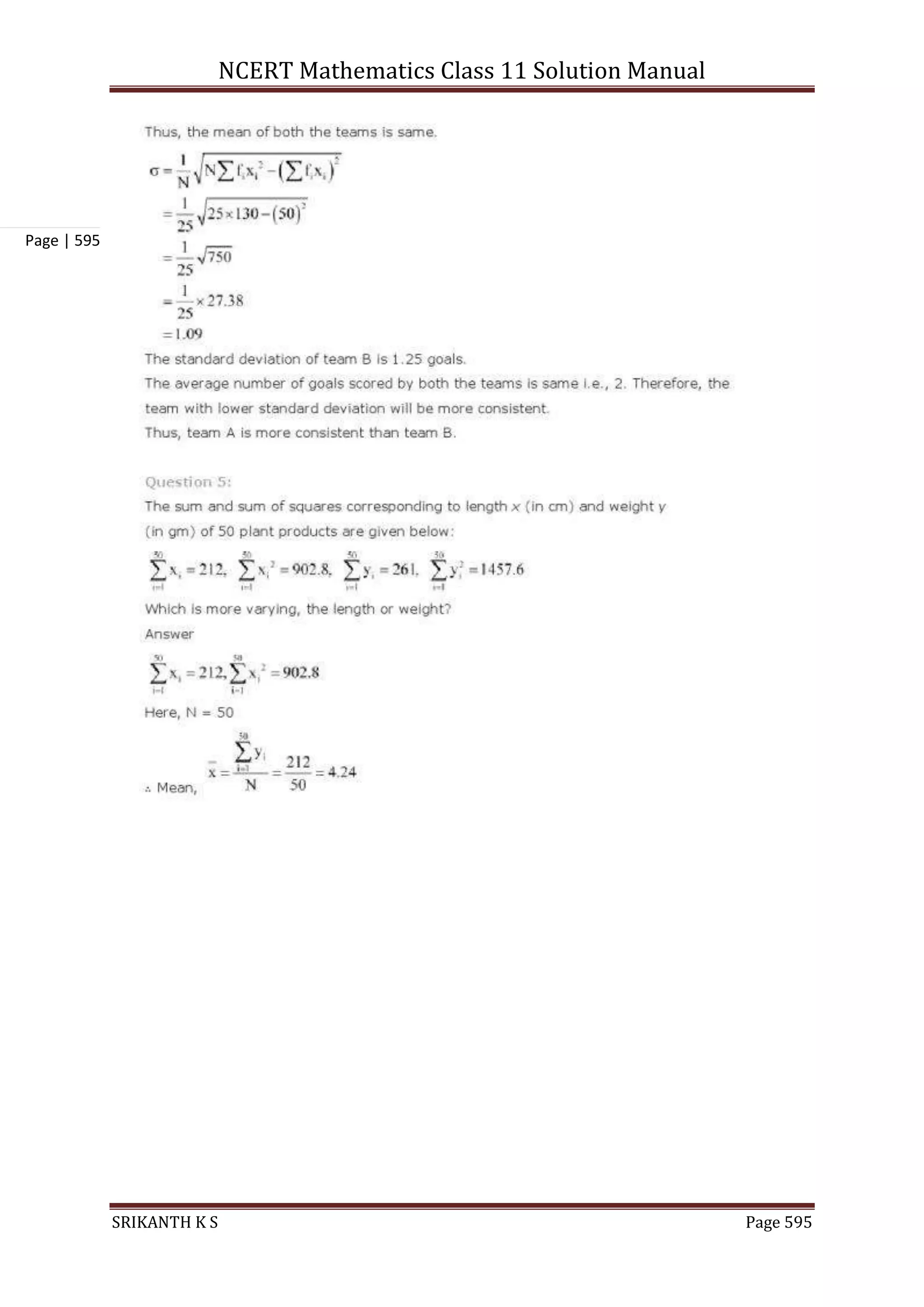 NCERT Mathematics Class 11 Solution Manual
SRIKANTH K S Page 595
Page | 595
 