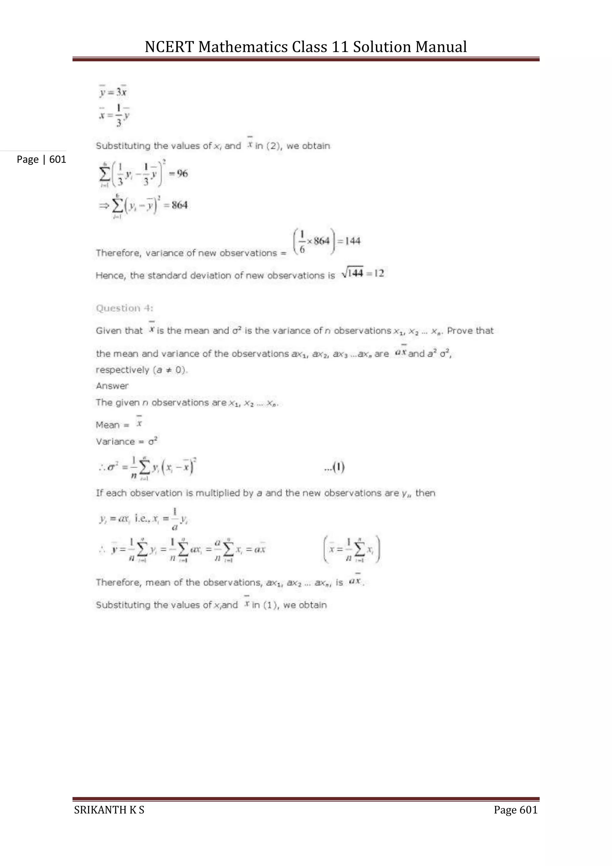 NCERT Mathematics Class 11 Solution Manual
SRIKANTH K S Page 601
Page | 601
 