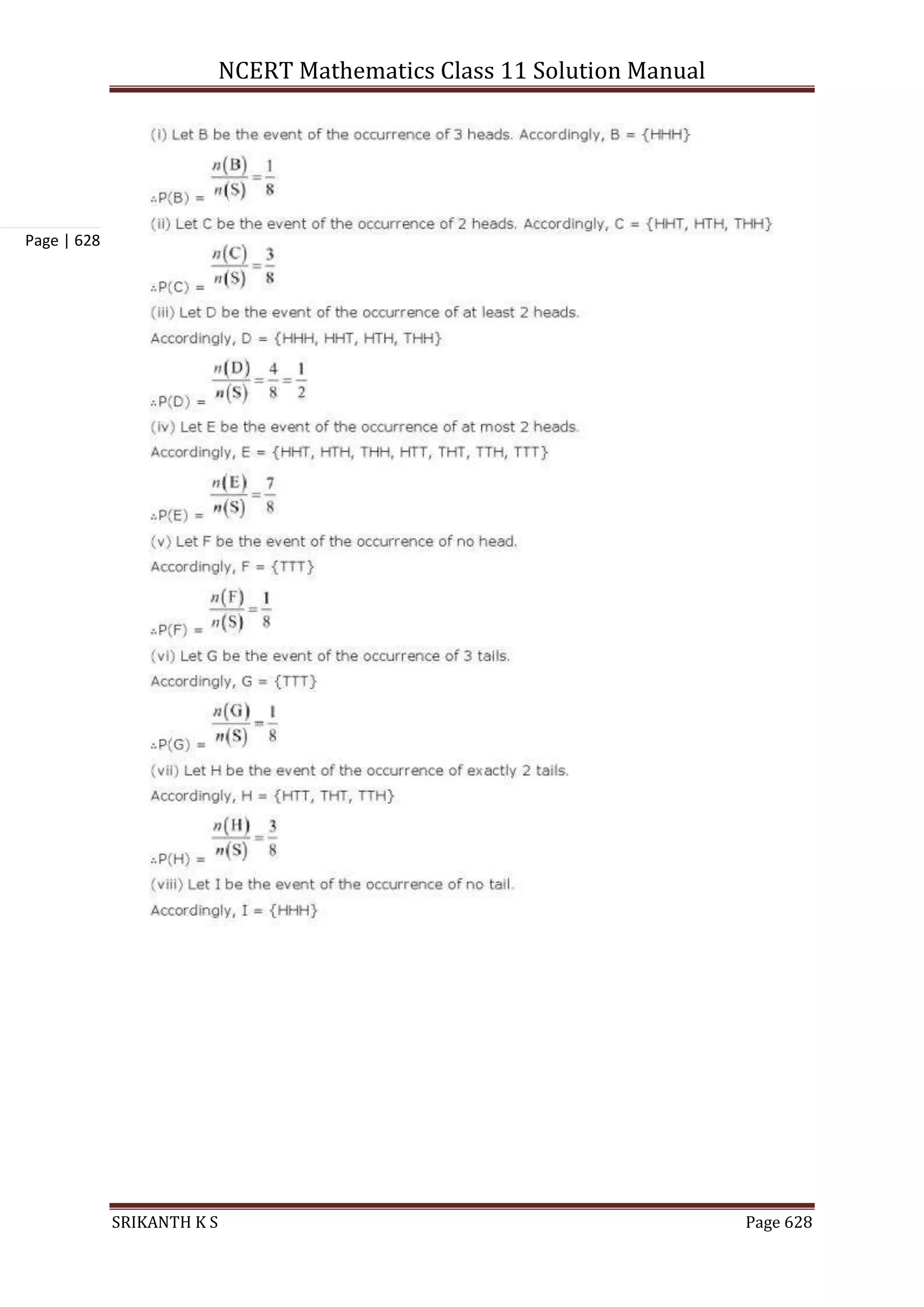 NCERT Mathematics Class 11 Solution Manual
SRIKANTH K S Page 628
Page | 628
 