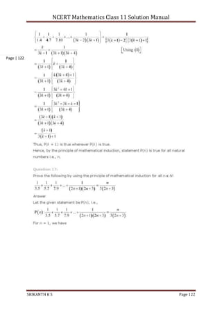 NCERT Mathematics Class 11 Solution Manual
SRIKANTH K S Page 122
Page | 122
 