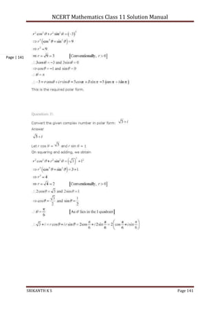 NCERT Mathematics Class 11 Solution Manual
SRIKANTH K S Page 141
Page | 141
 